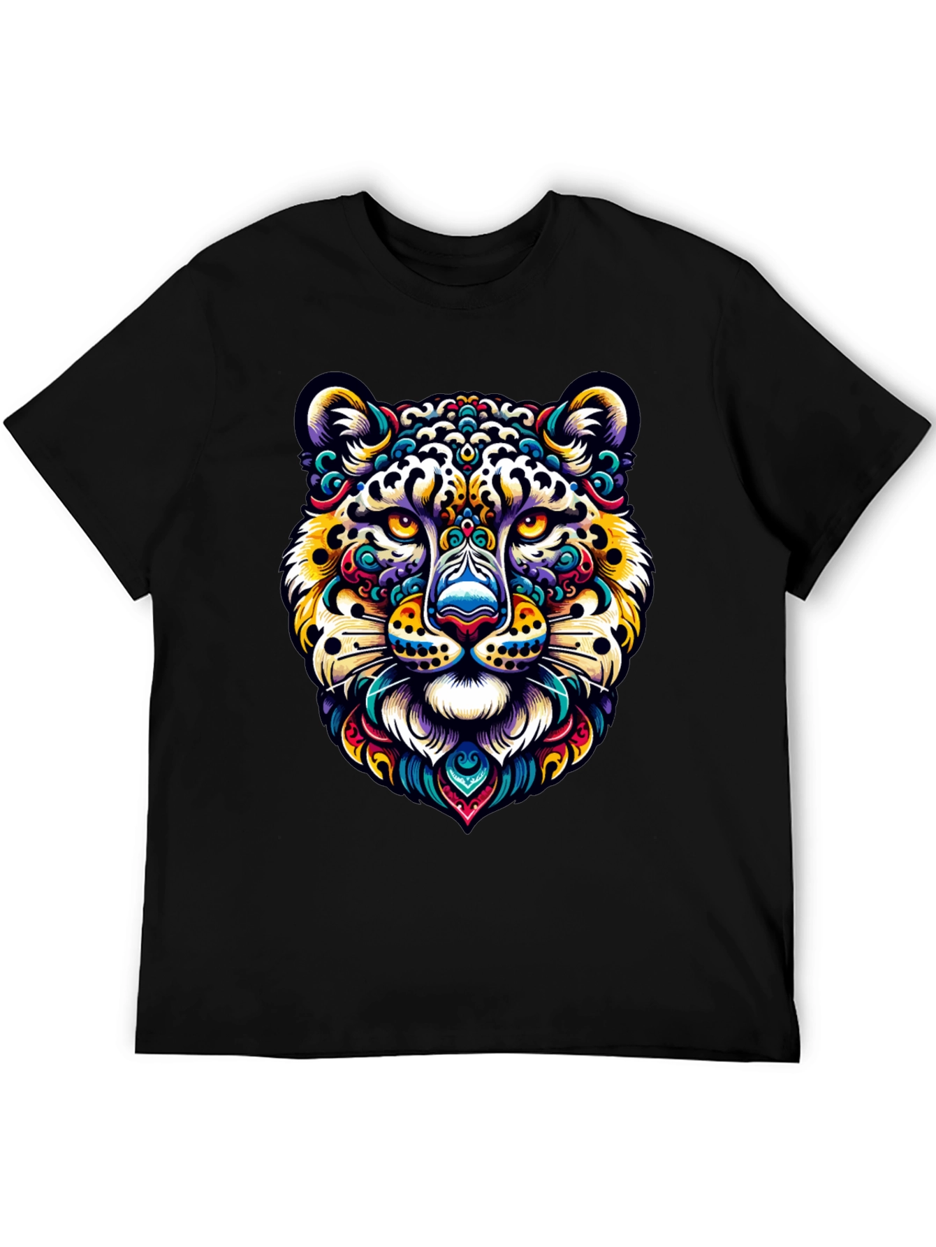 Vibrant Leopard Print Crew Neck T-Shirt