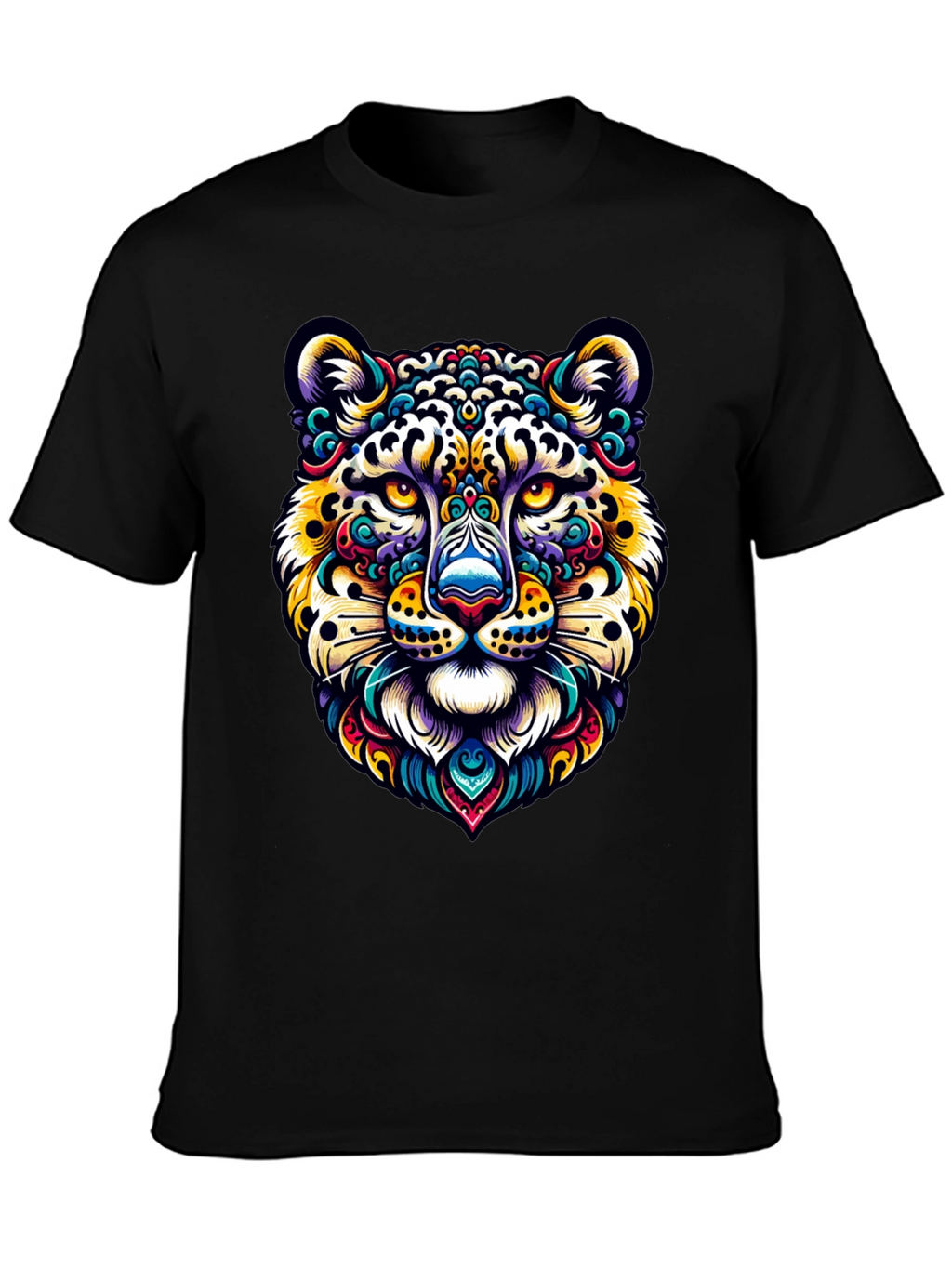 Vibrant Leopard Print Crew Neck T-Shirt