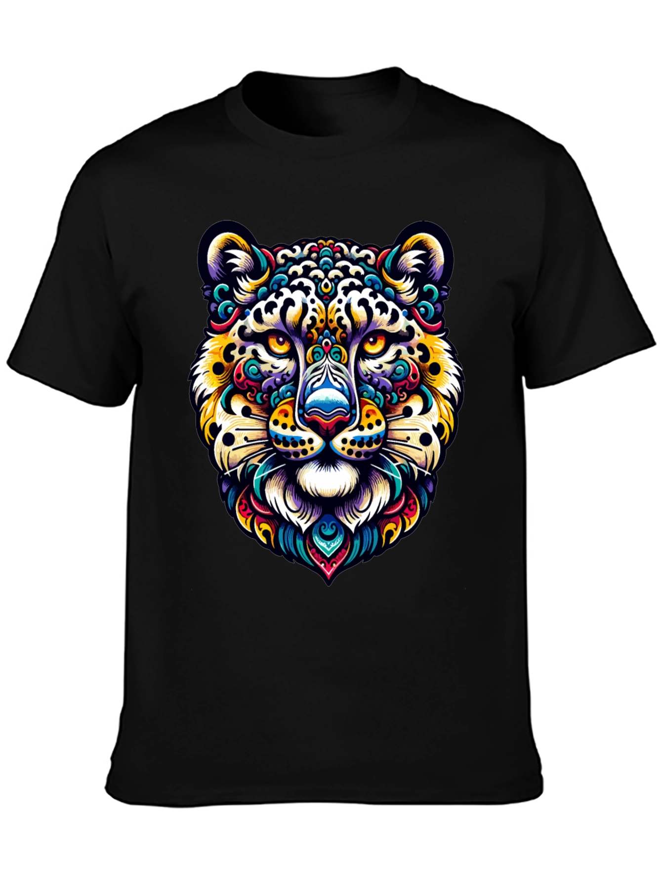 Vibrant Leopard Print Crew Neck T-Shirt