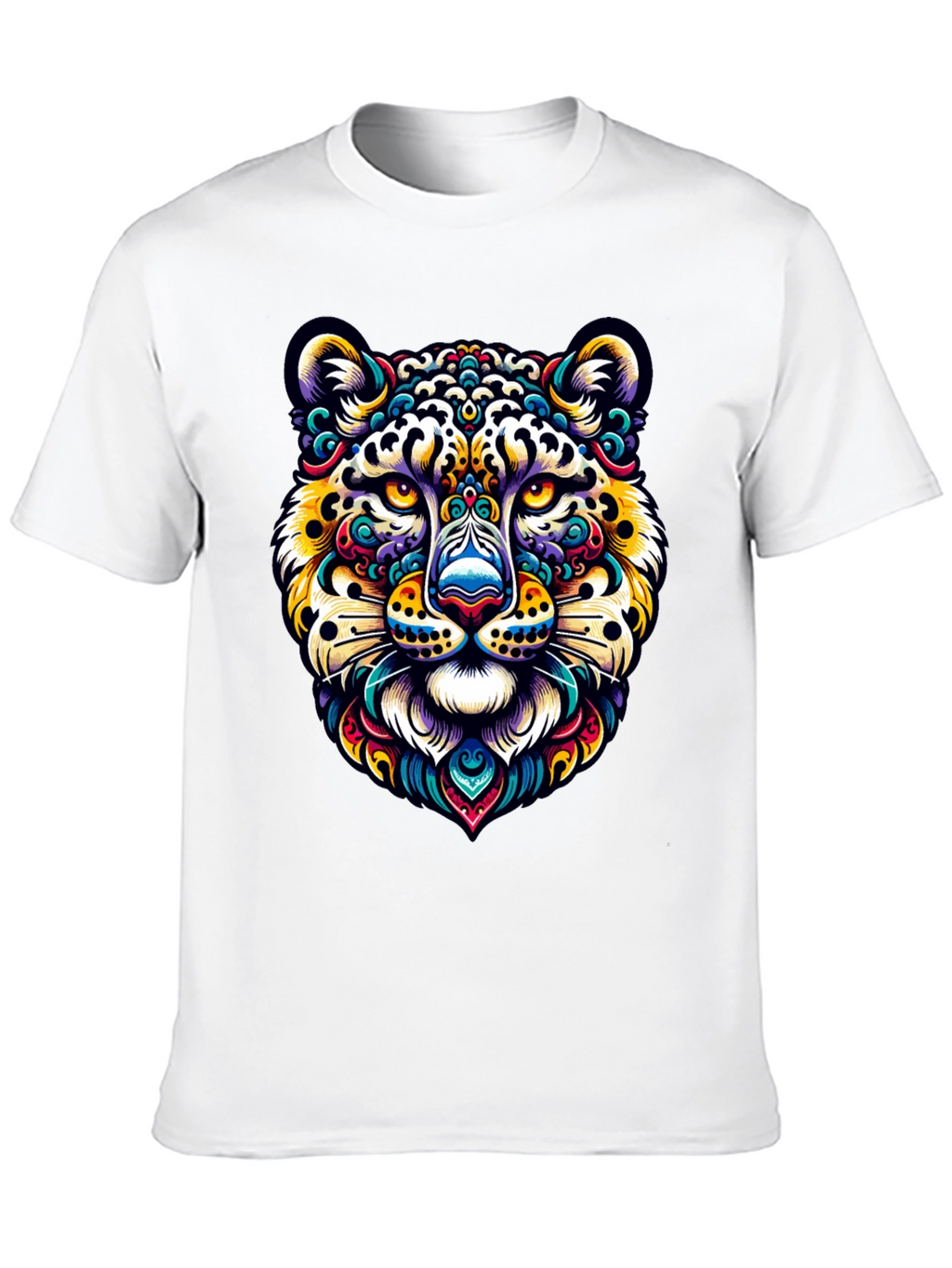 Vibrant Leopard Print Crew Neck T-Shirt