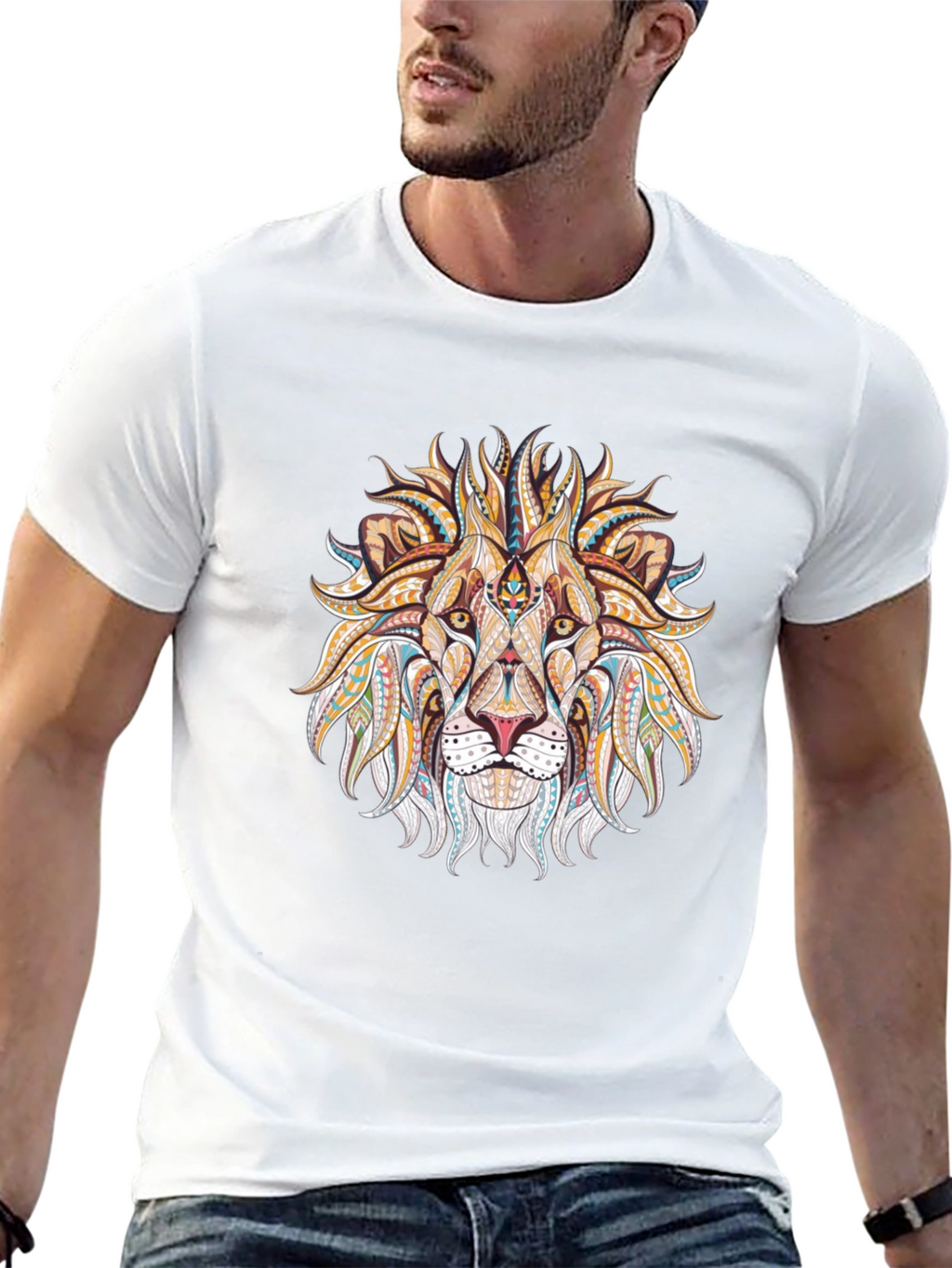 Lion Head Graphic Black T-Shirt
