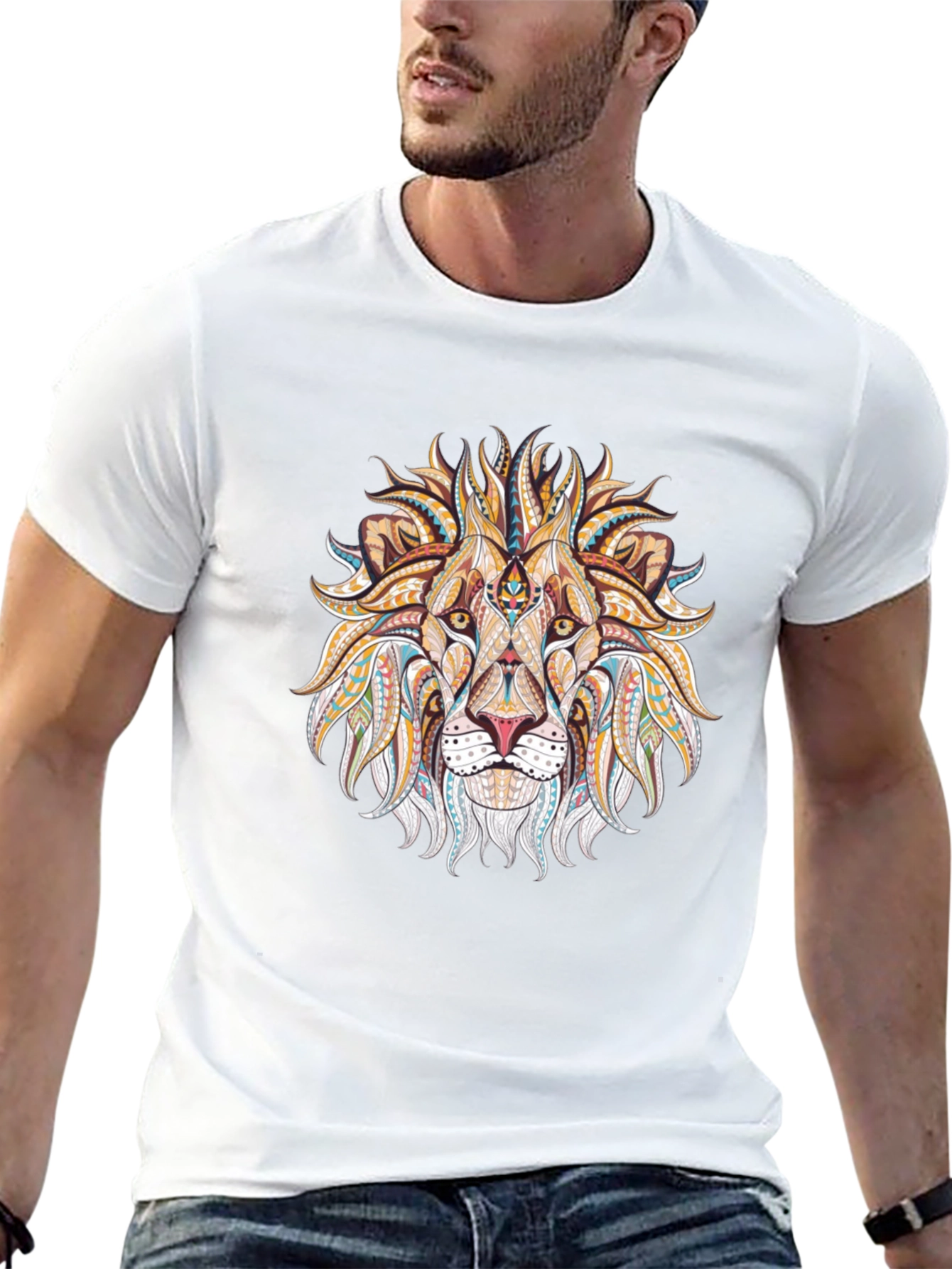 Lion Head Graphic Black T-Shirt