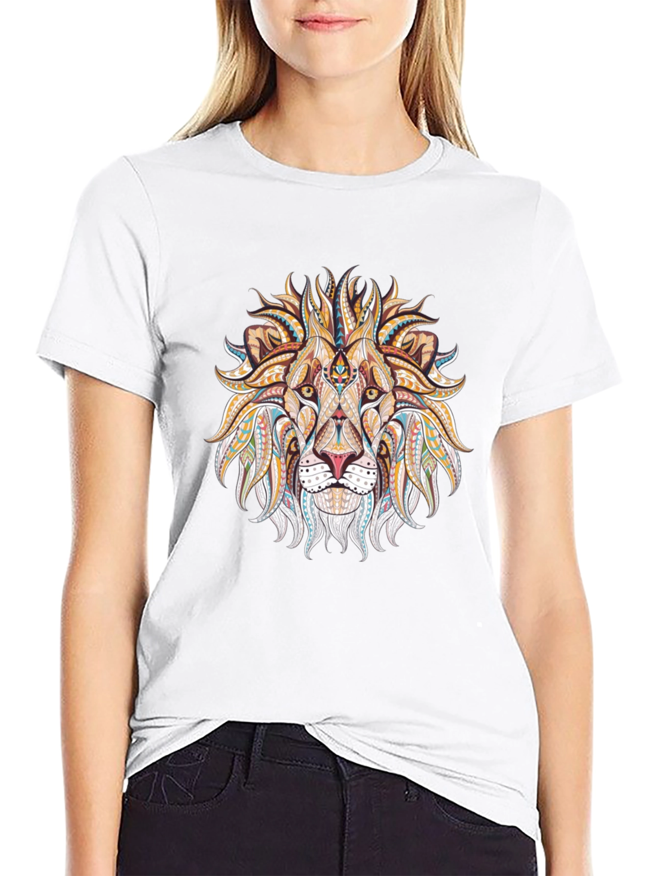 Lion Head Graphic Black T-Shirt