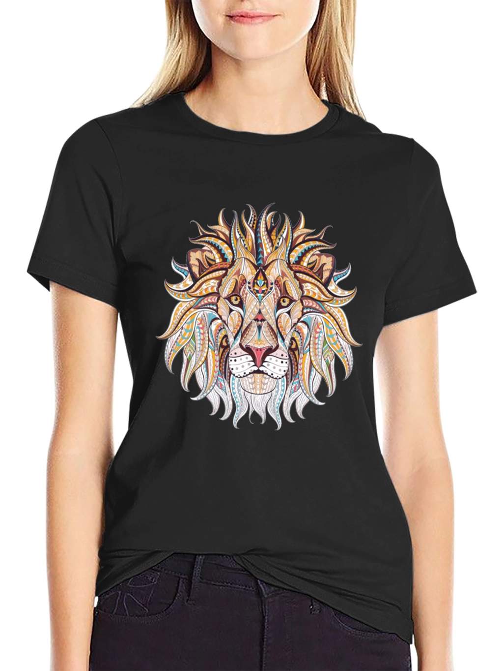 Lion Head Graphic Black T-Shirt