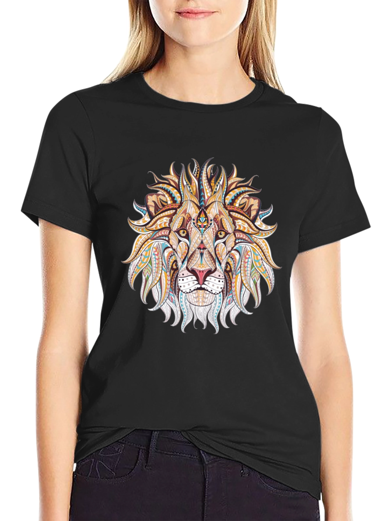 Lion Head Graphic Black T-Shirt