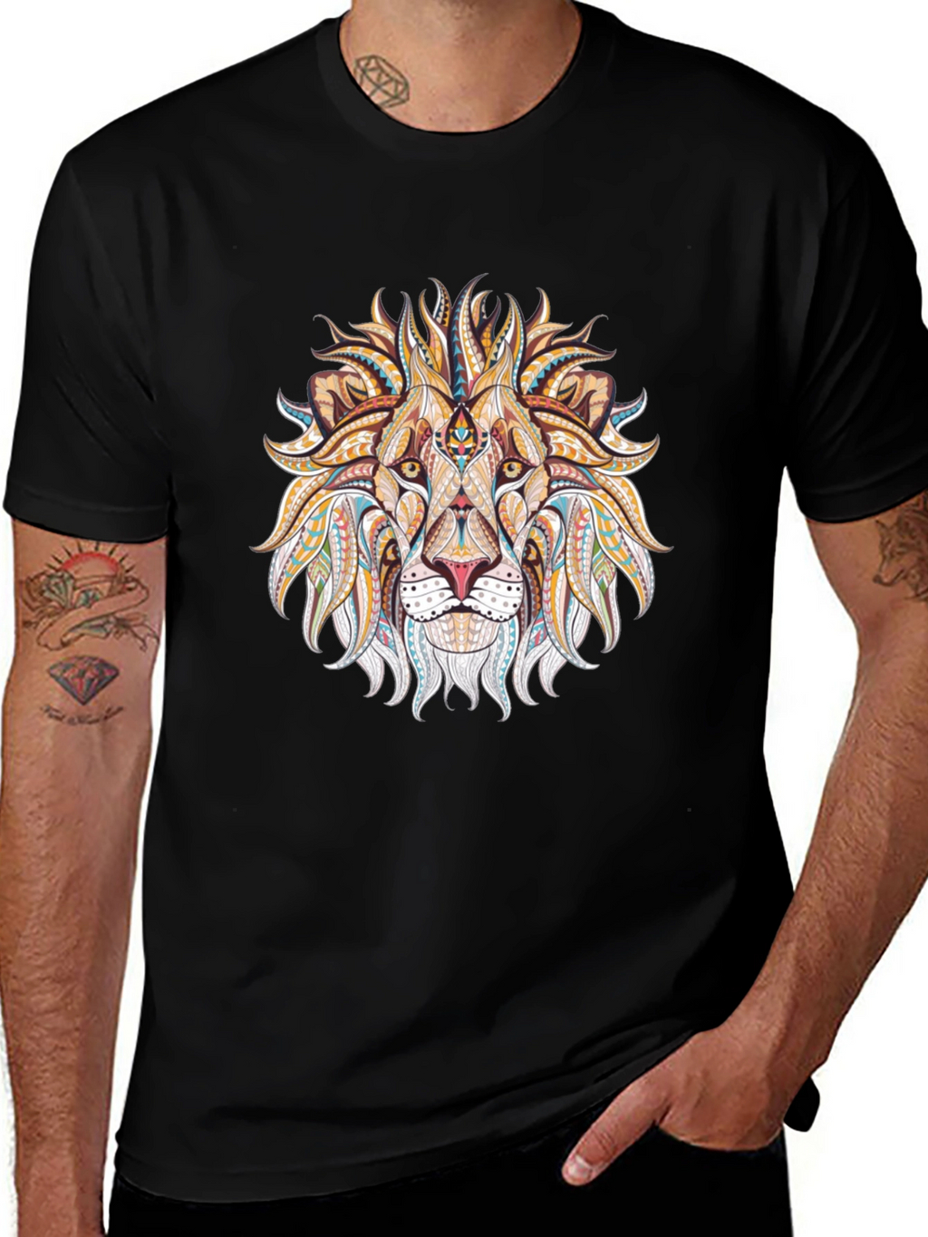 Lion Head Graphic Black T-Shirt