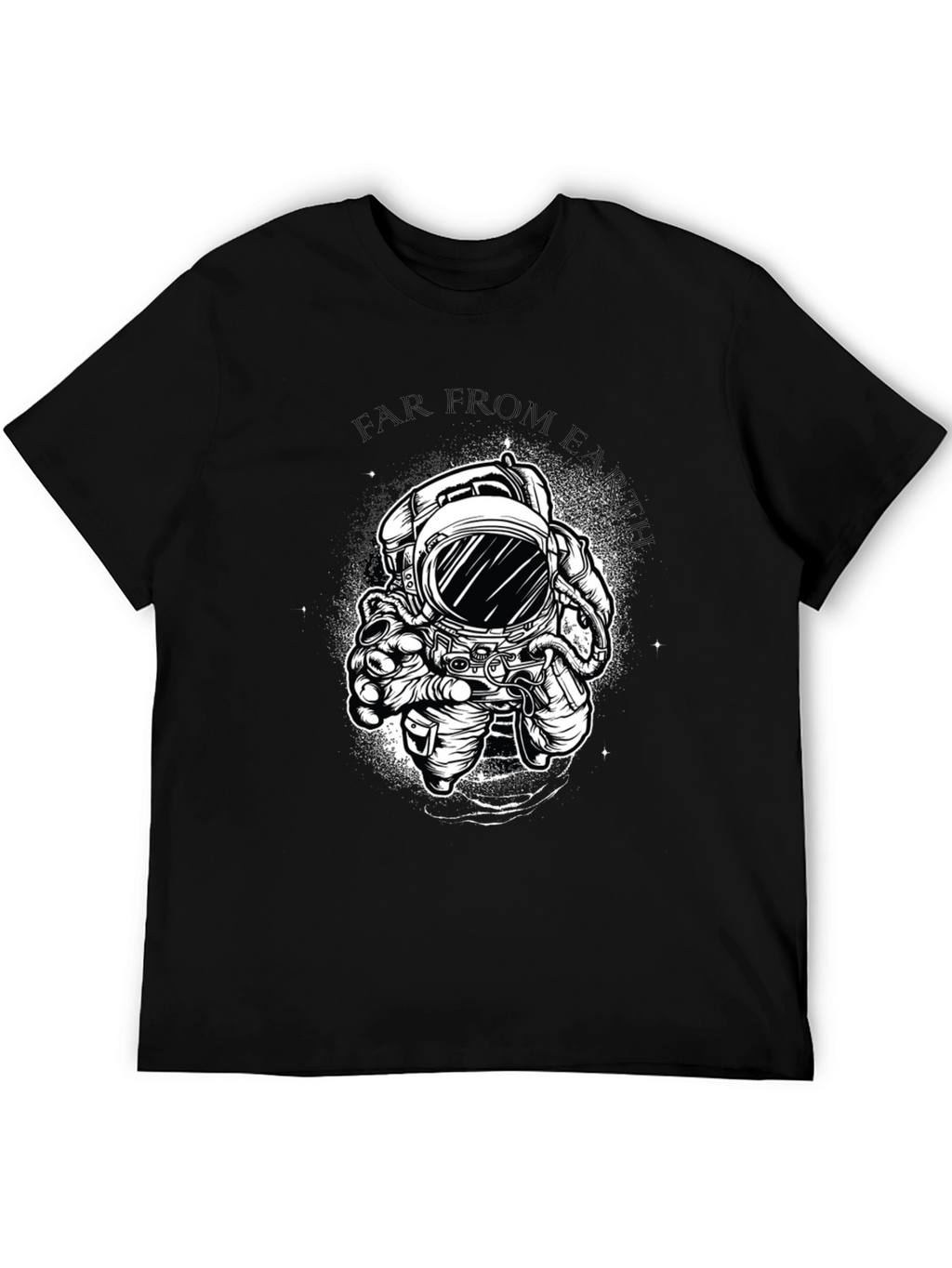 Far From Earth Graphic Print Black T-Shirt