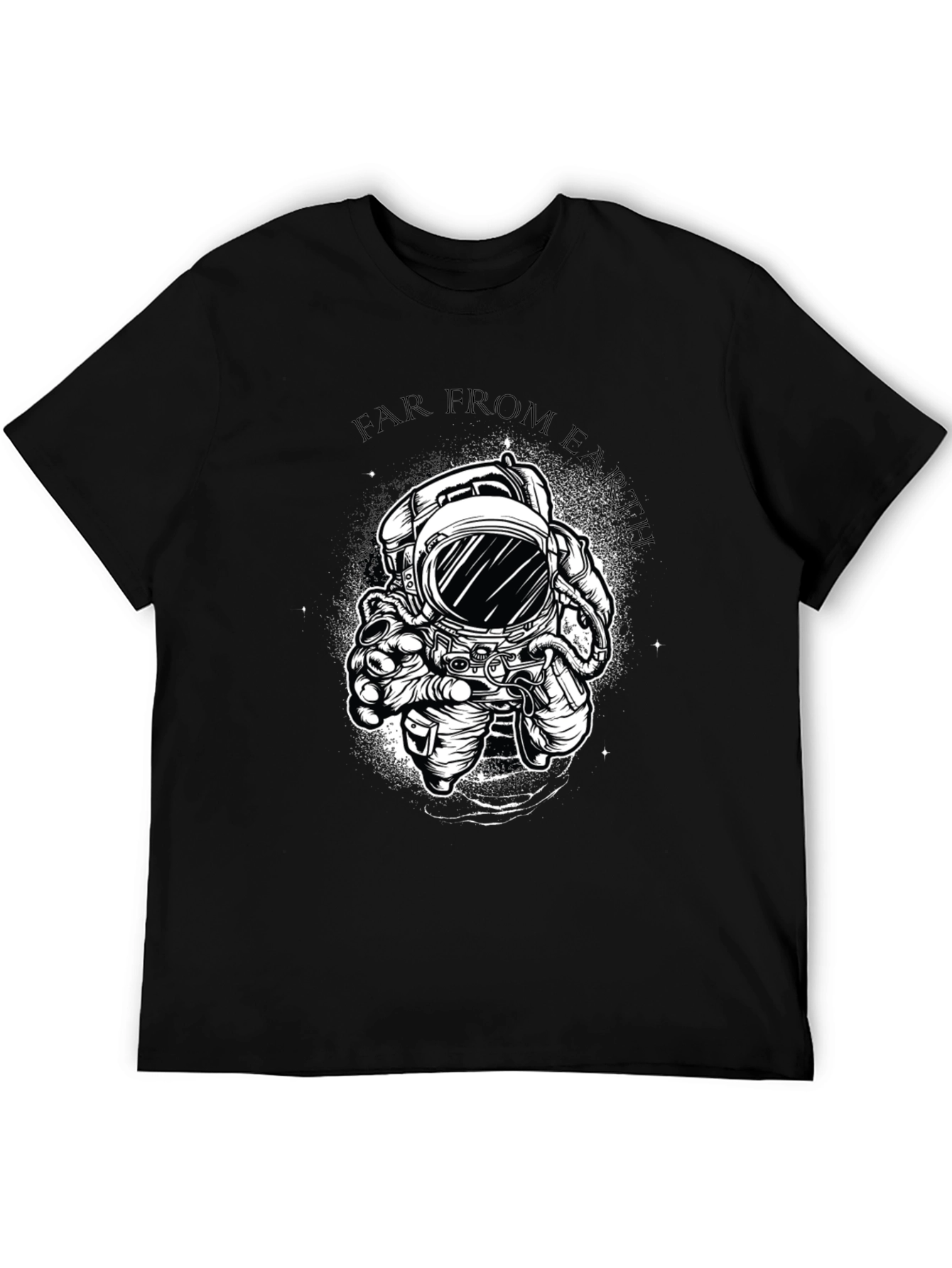 Far From Earth Graphic Print Black T-Shirt