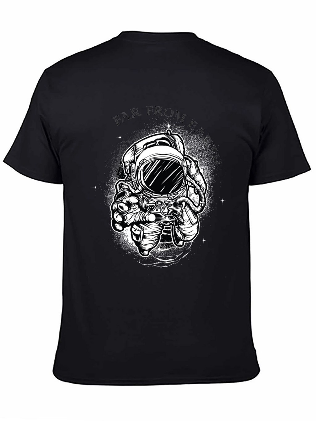 Far From Earth Graphic Print Black T-Shirt