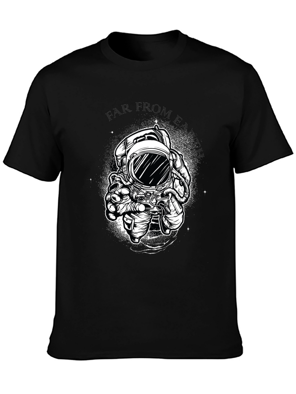 Far From Earth Graphic Print Black T-Shirt