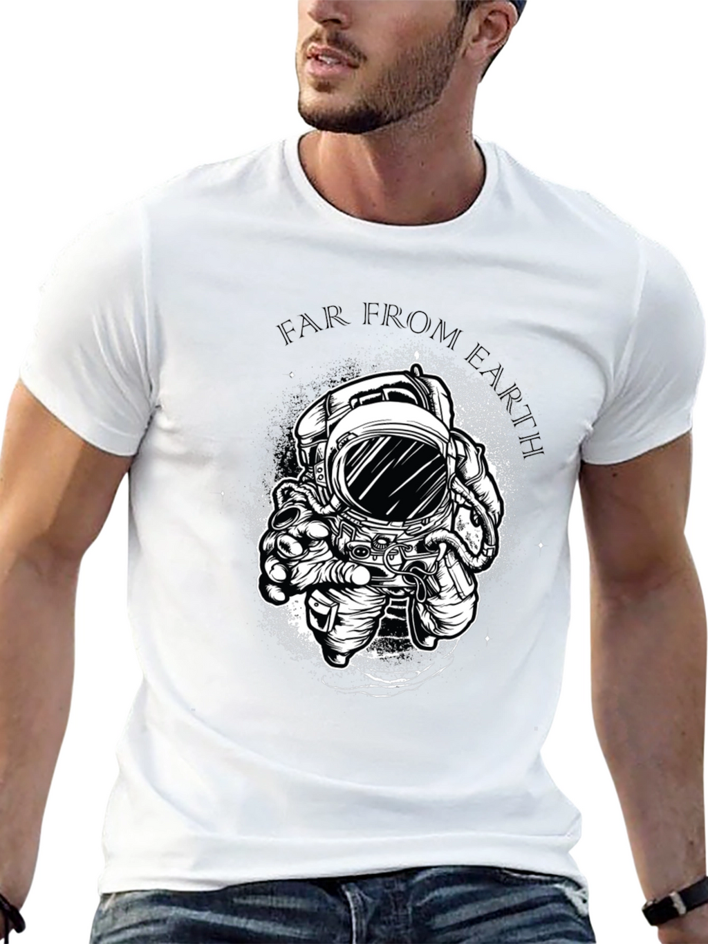 Far From Earth Graphic Print Black T-Shirt