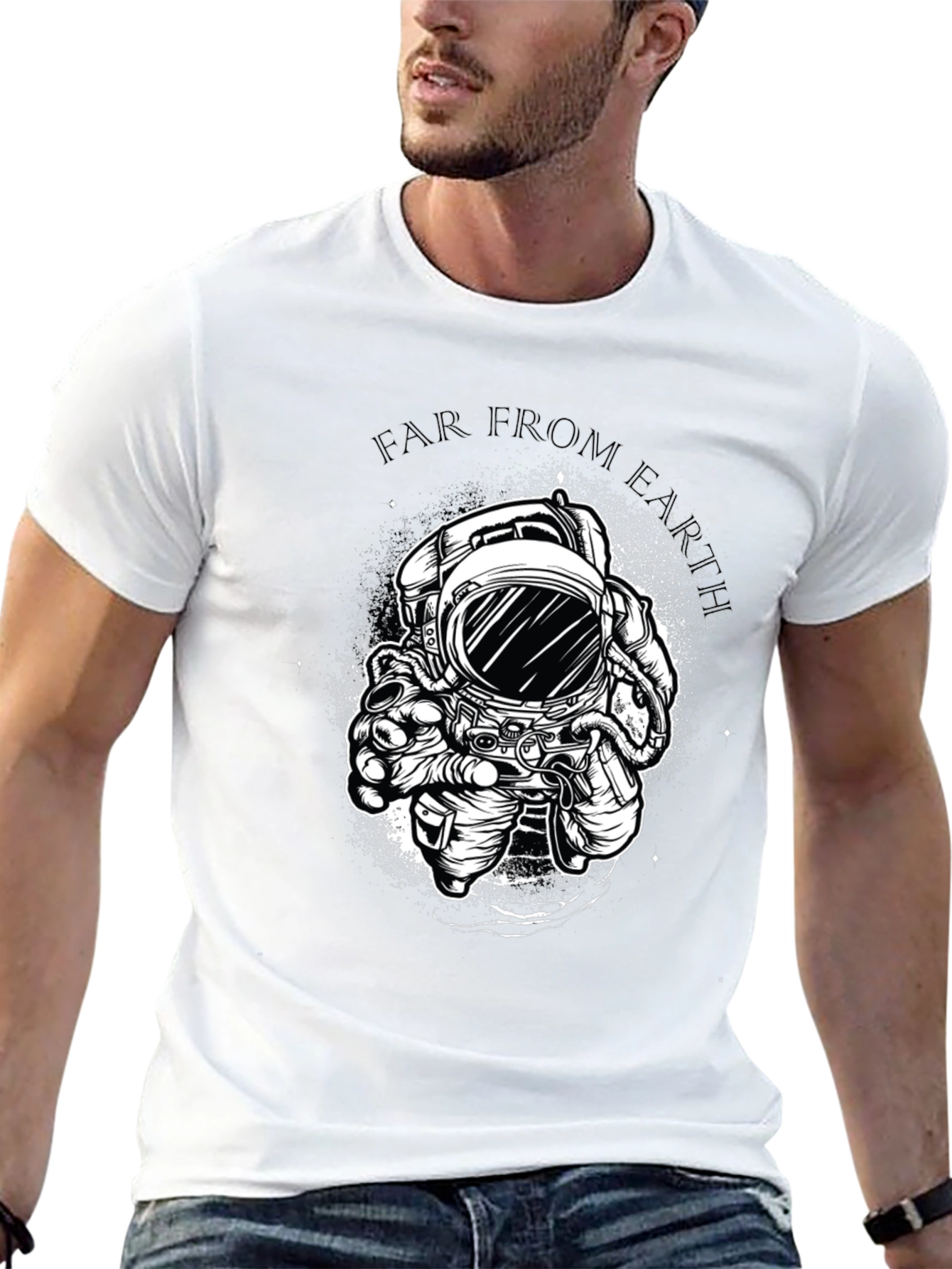 Far From Earth Graphic Print Black T-Shirt