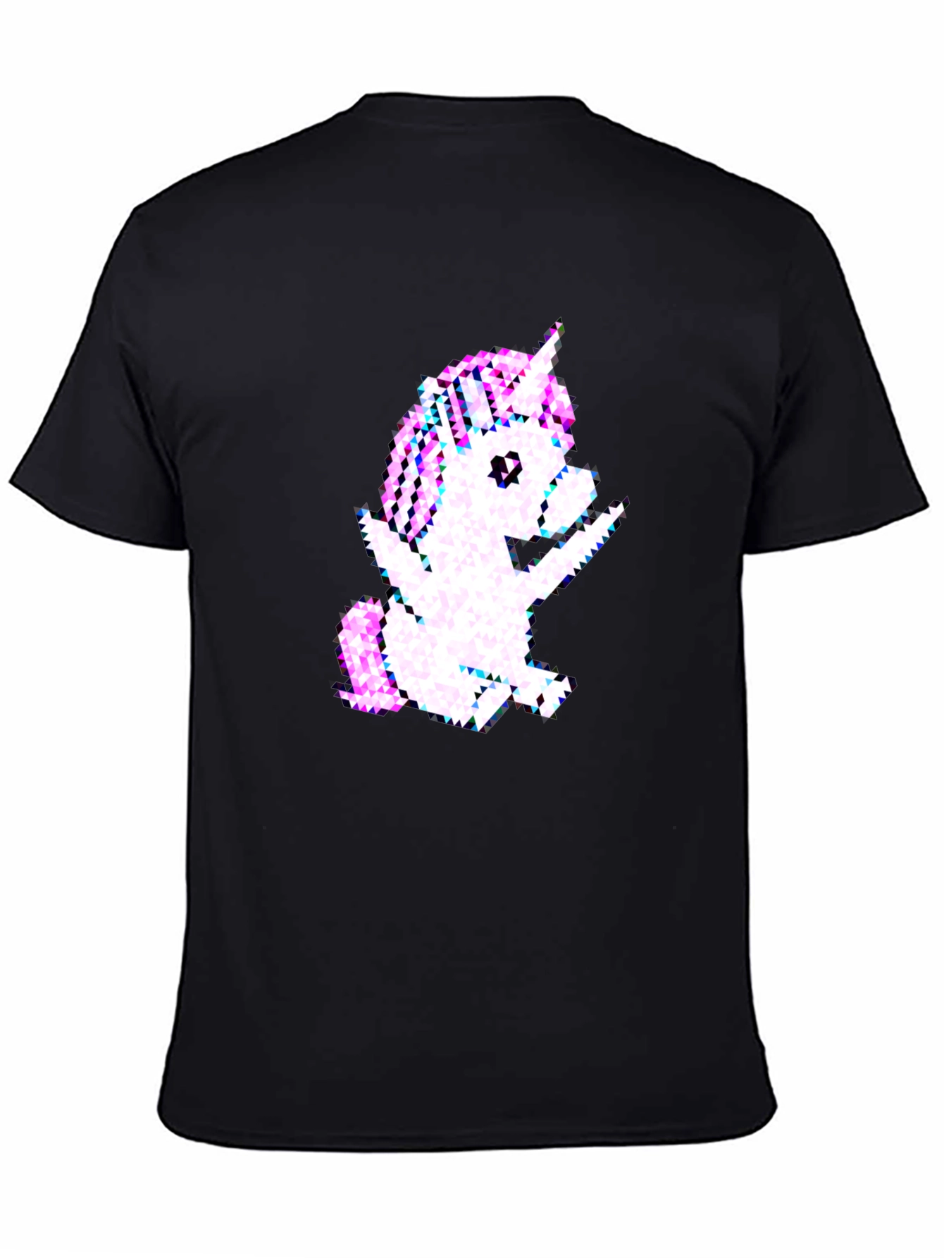 Pixelated Unicorn Graphic Black T-Shirt