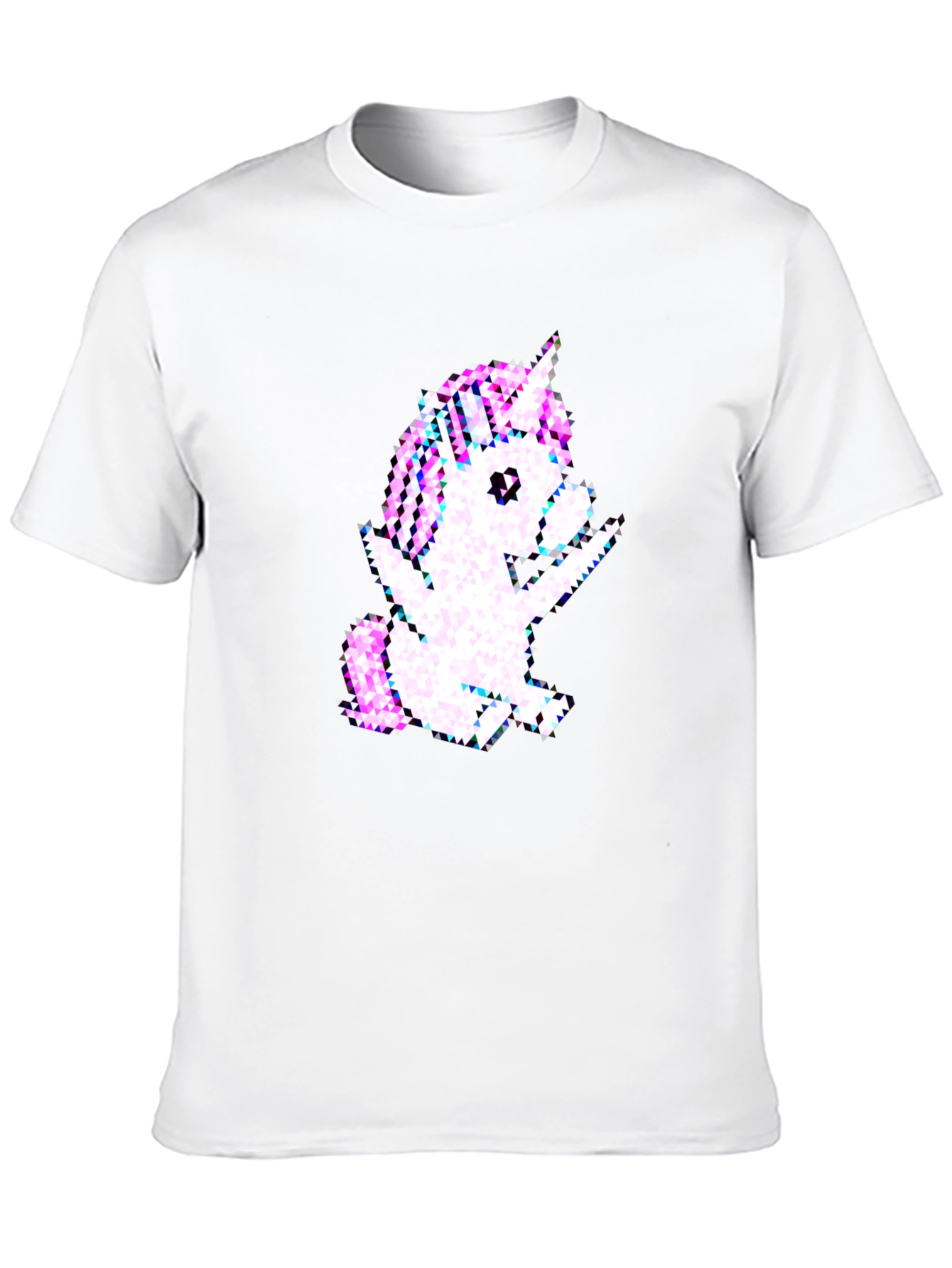 Pixelated Unicorn Graphic Black T-Shirt