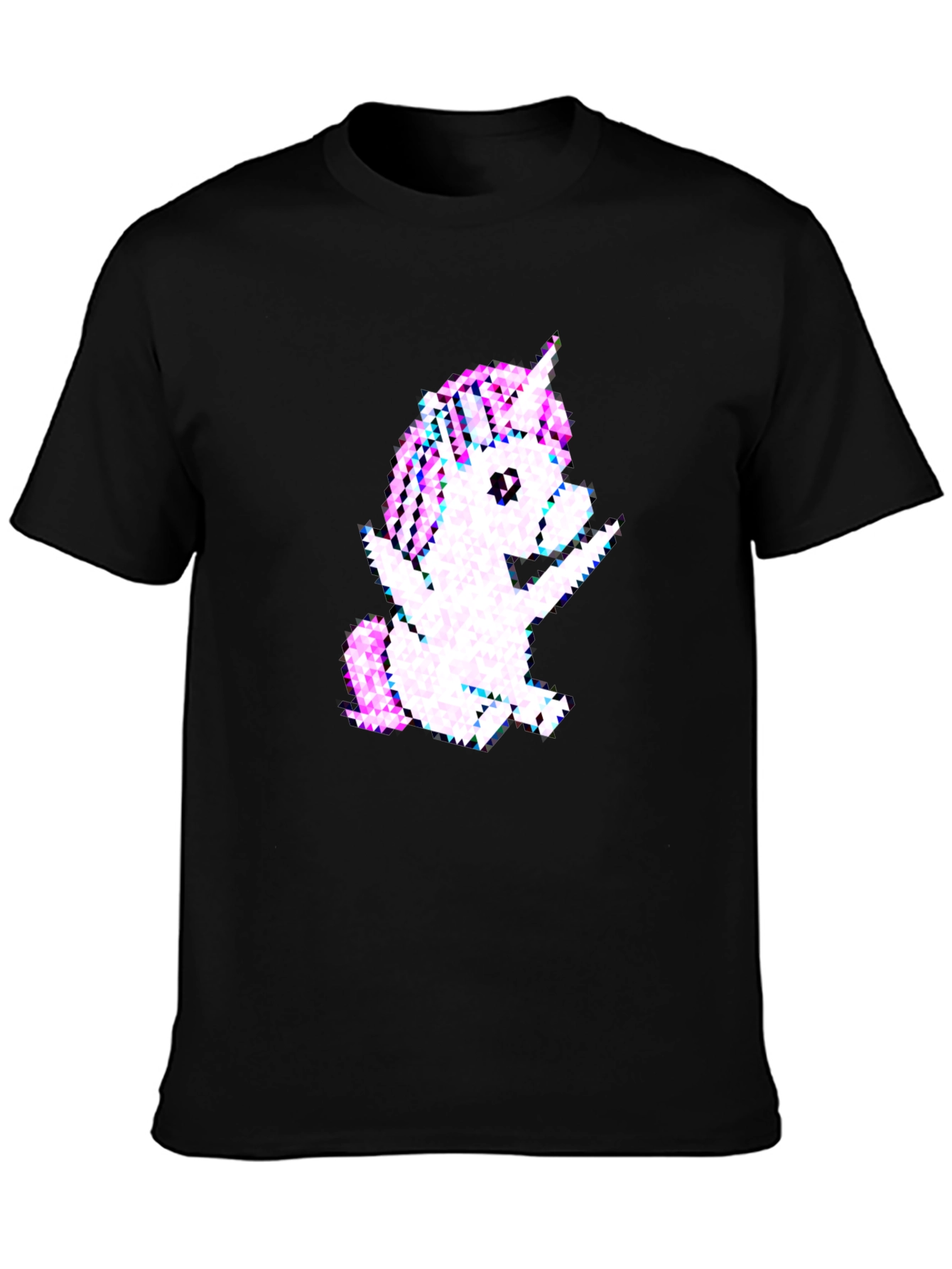 Pixelated Unicorn Graphic Black T-Shirt