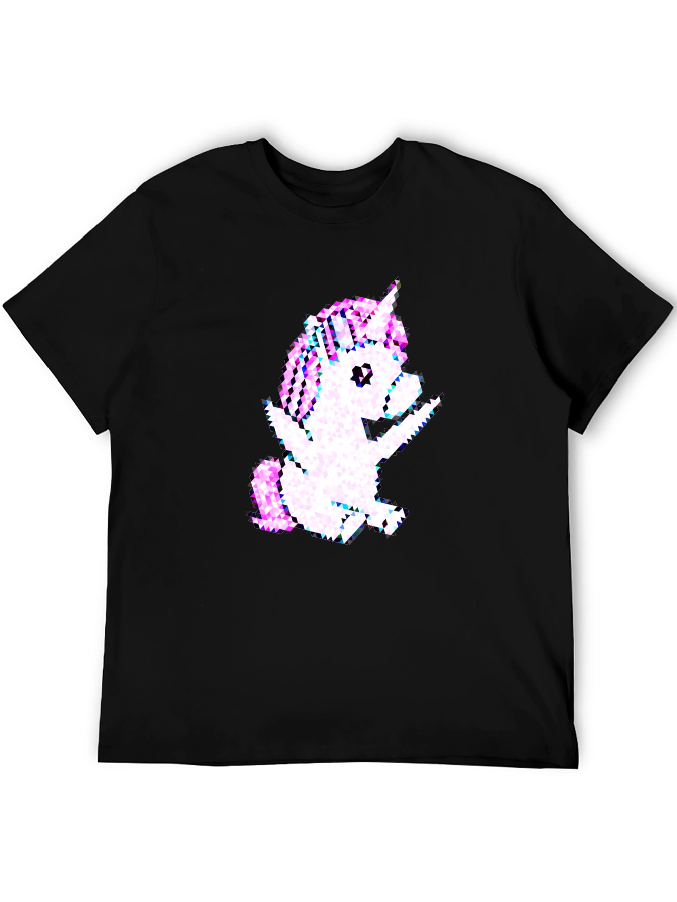 Pixelated Unicorn Graphic Black T-Shirt