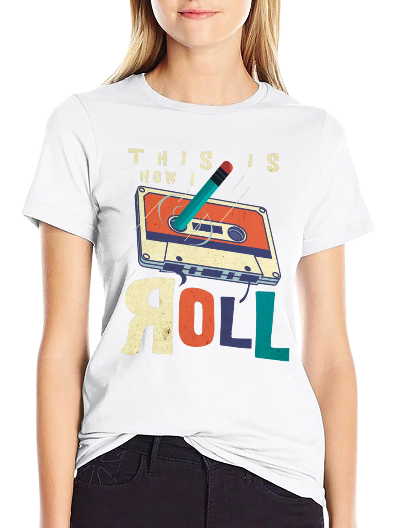 Retro Cassette Tape & Pencil T-Shirt - This is How I Roll