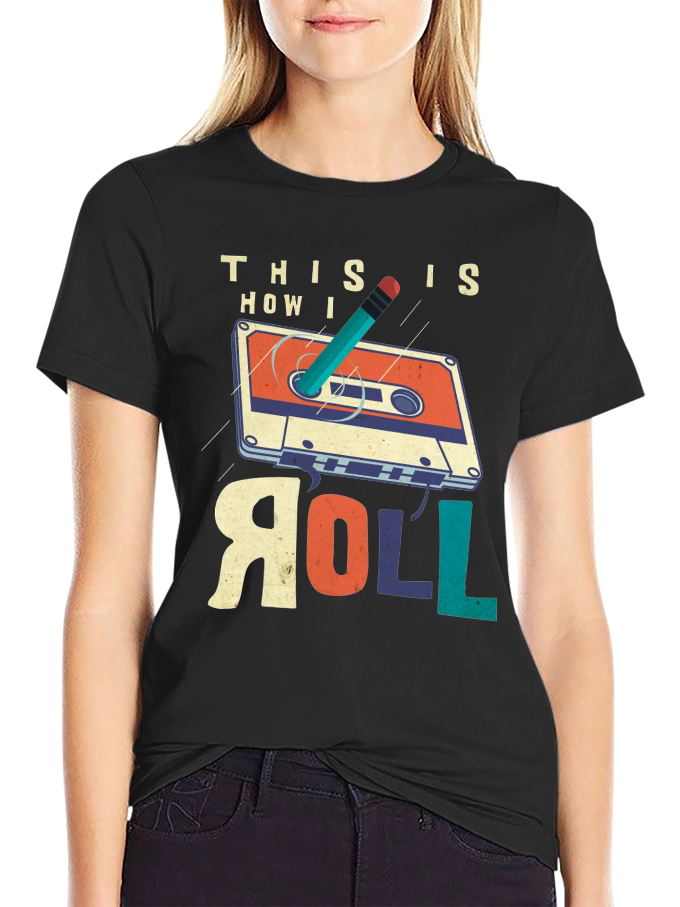 Retro Cassette Tape & Pencil T-Shirt - This is How I Roll