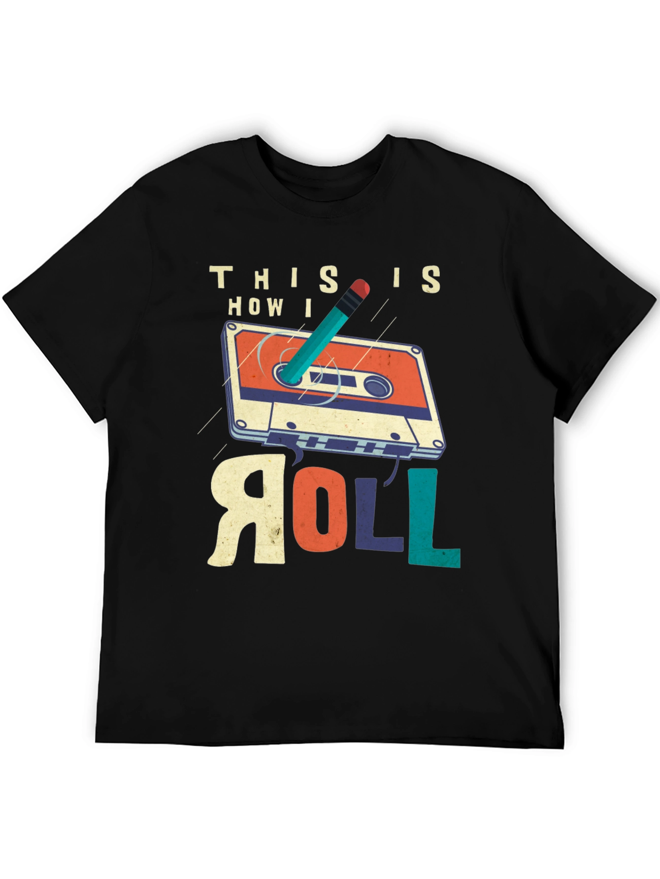 Retro Cassette Tape & Pencil T-Shirt - This is How I Roll
