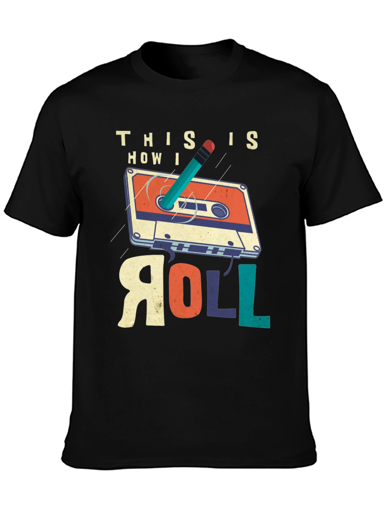 Retro Cassette Tape & Pencil T-Shirt - This is How I Roll