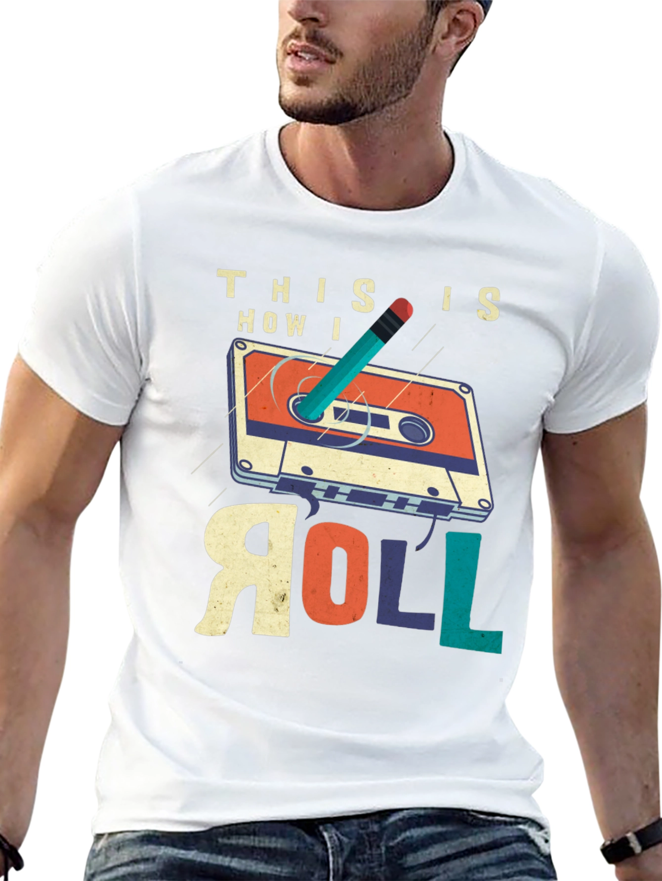 Retro Cassette Tape & Pencil T-Shirt - This is How I Roll