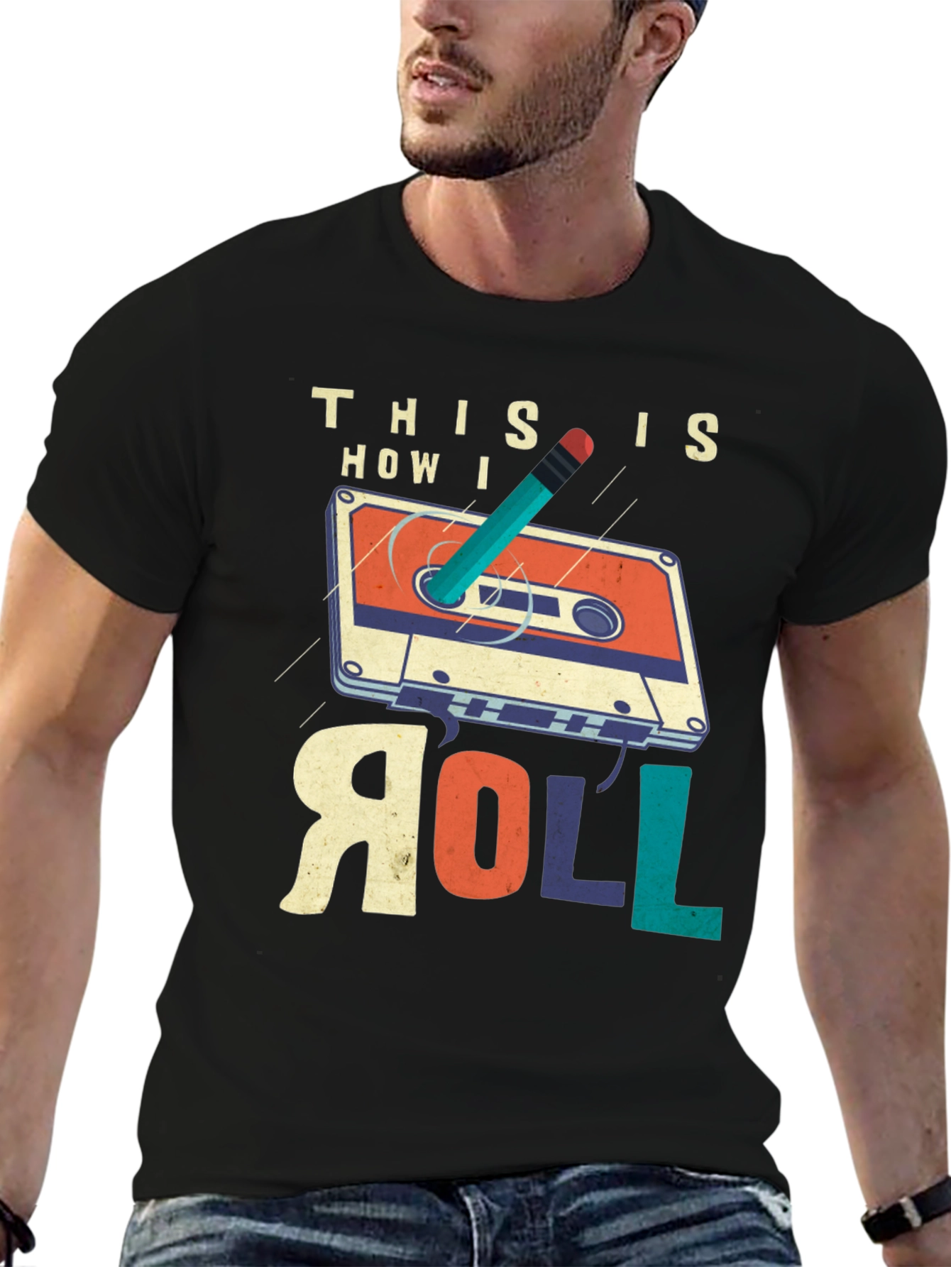 Retro Cassette Tape & Pencil T-Shirt - This is How I Roll