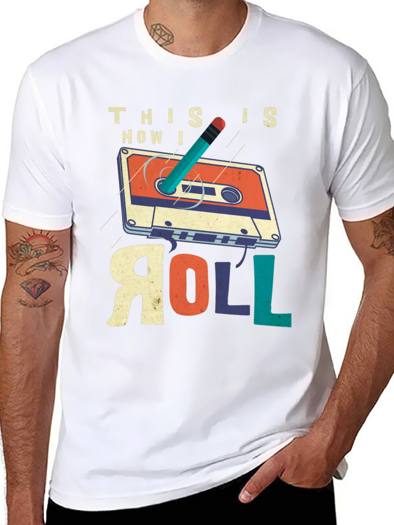 Retro Cassette Tape & Pencil T-Shirt - This is How I Roll