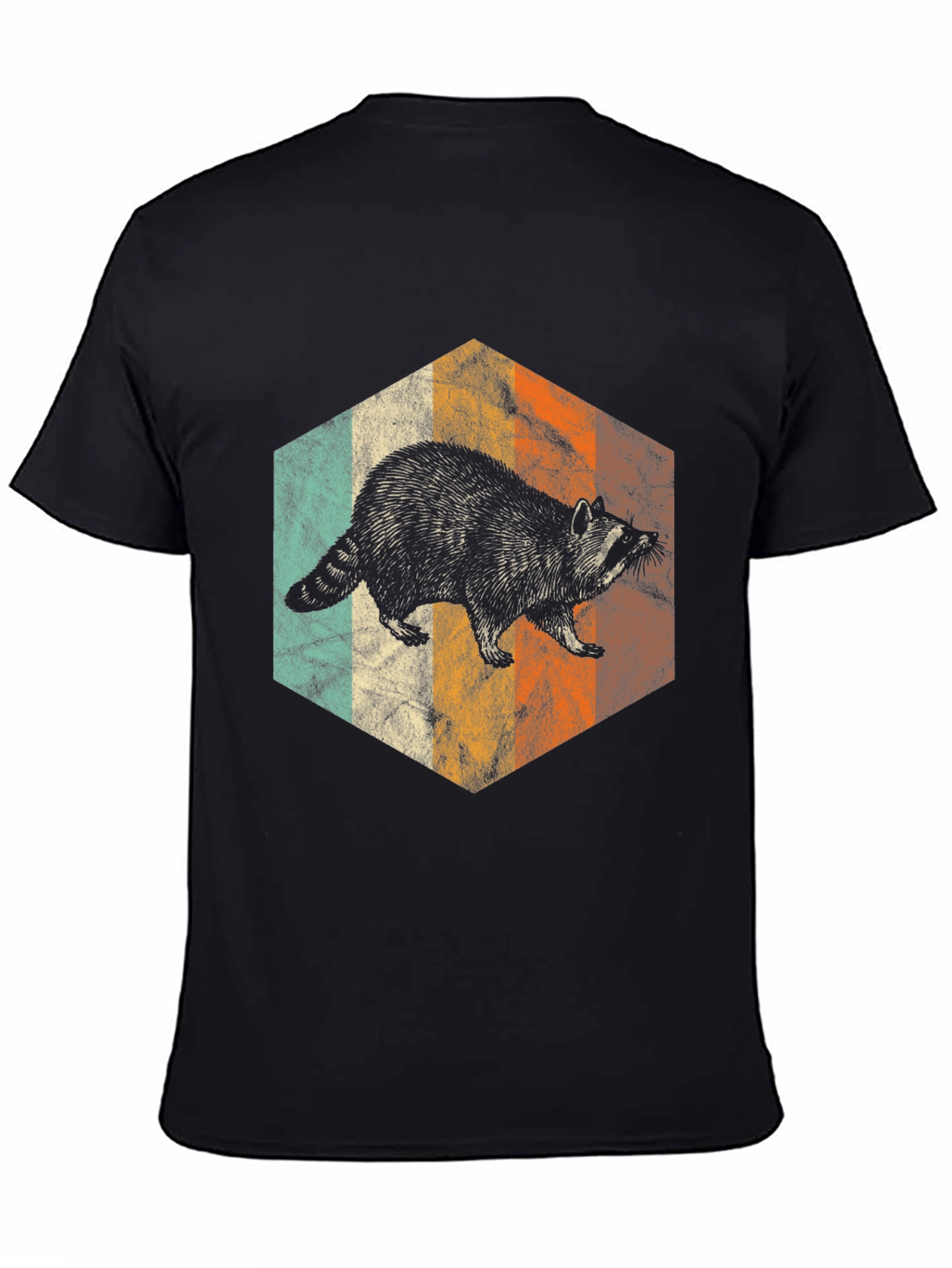 Retro Raccoon Hexagon Graphic Tee