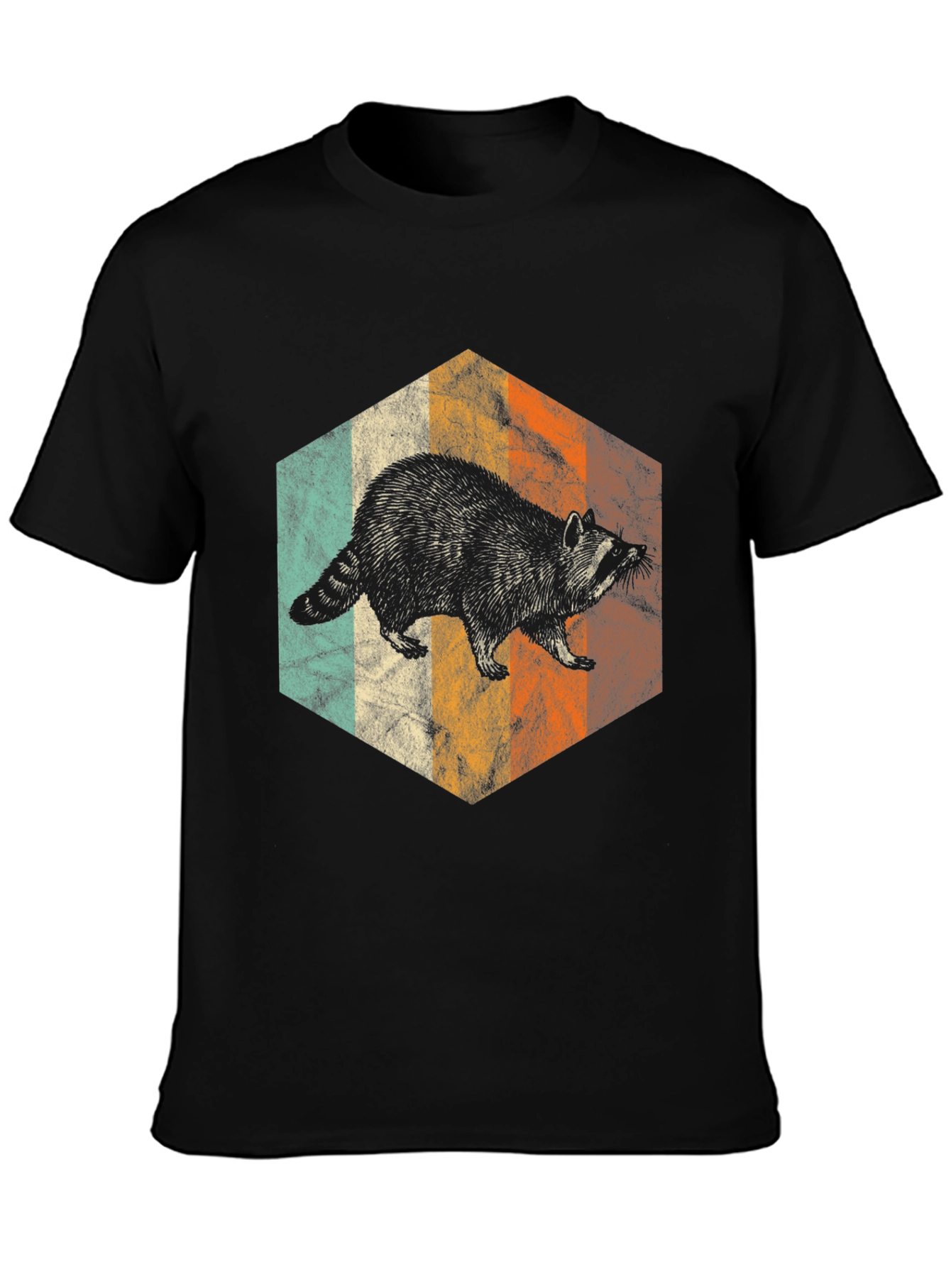 Retro Raccoon Hexagon Graphic Tee