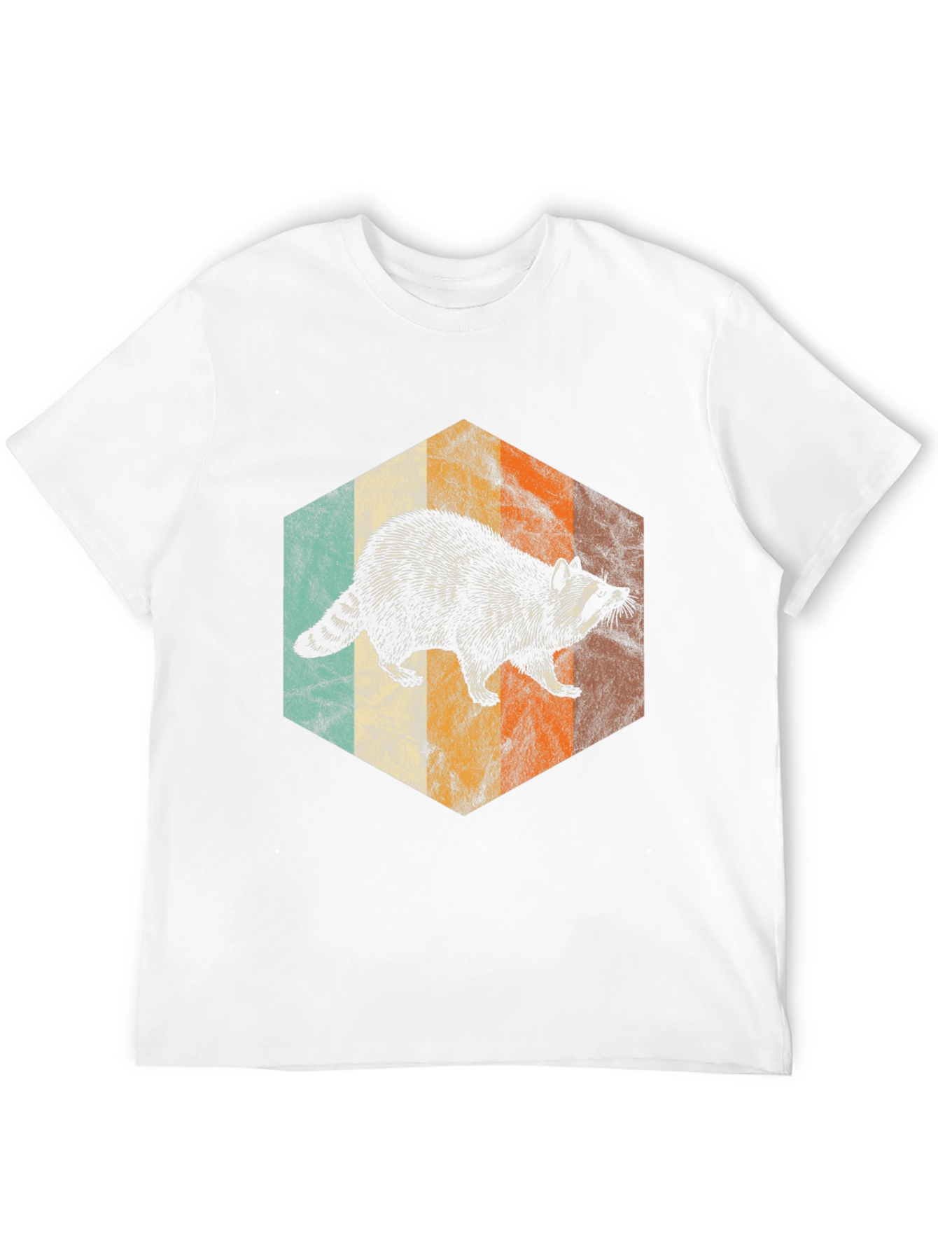 Retro Raccoon Hexagon Graphic Tee