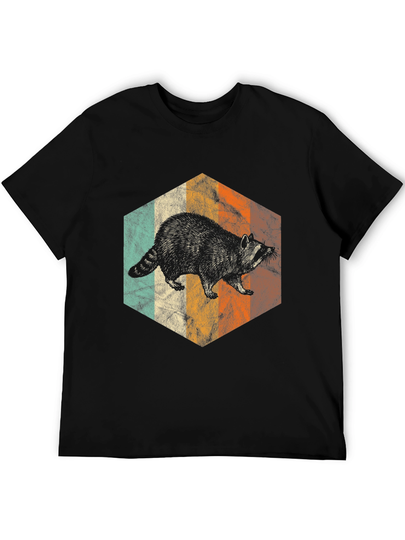 Retro Raccoon Hexagon Graphic Tee