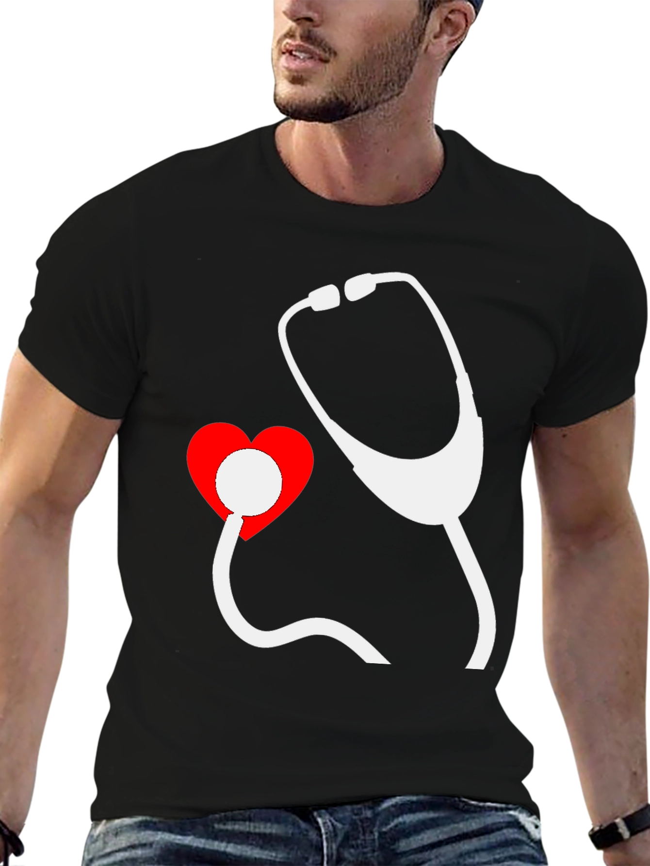 Heartbeat Stethoscope Graphic Tee - Doctor Nurse Shirt