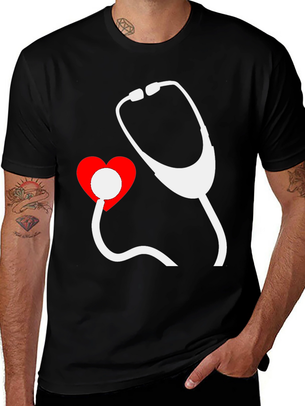 Heartbeat Stethoscope Graphic Tee - Doctor Nurse Shirt