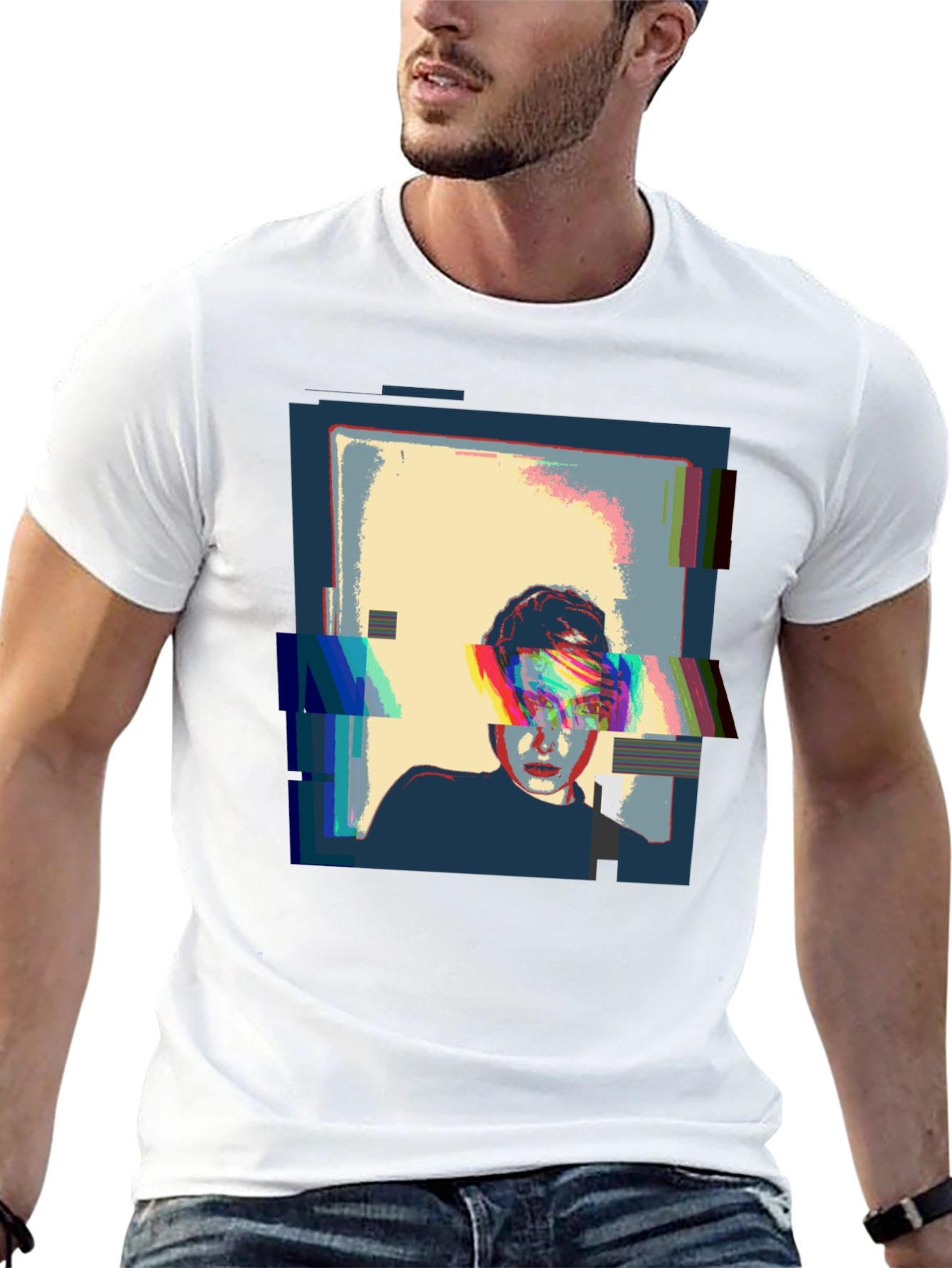 Glitch Art Black T-Shirt - Modern Graphic Tee