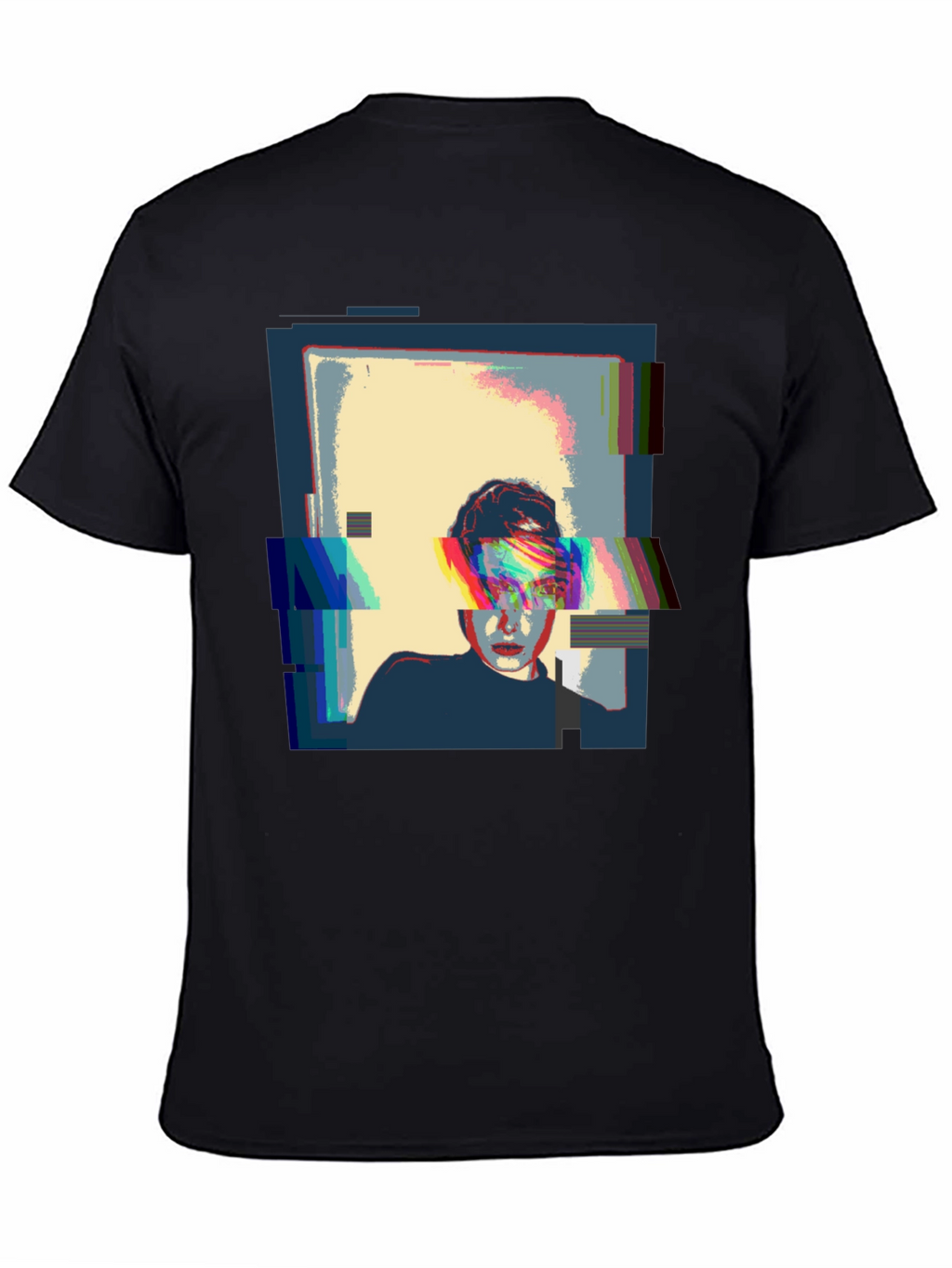 Glitch Art Black T-Shirt - Modern Graphic Tee