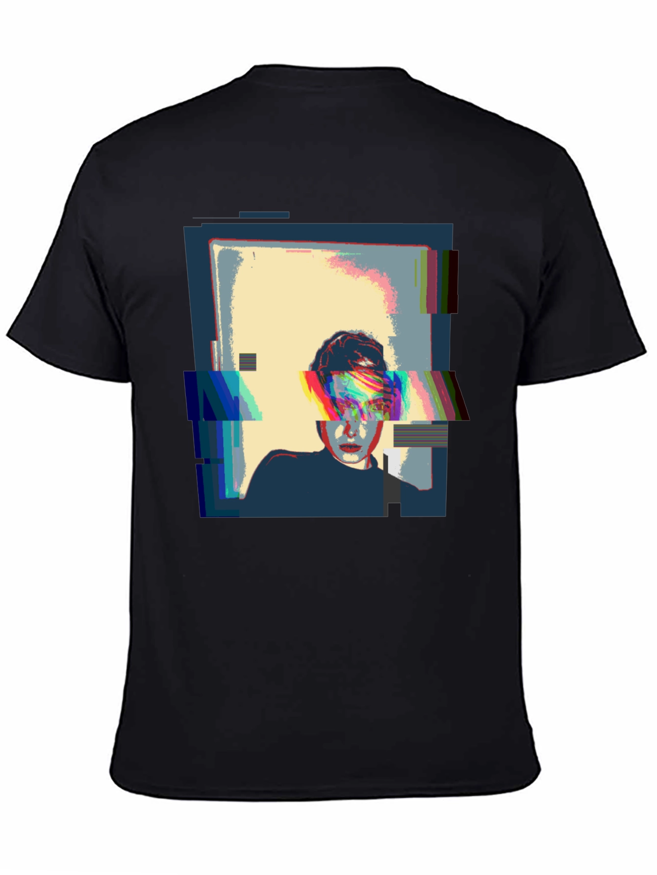 Glitch Art Black T-Shirt - Modern Graphic Tee