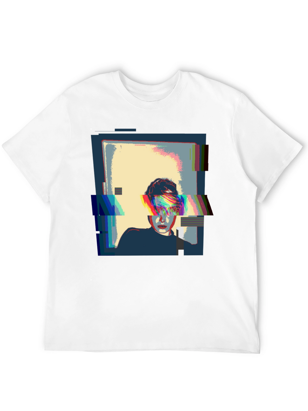 Glitch Art Black T-Shirt - Modern Graphic Tee
