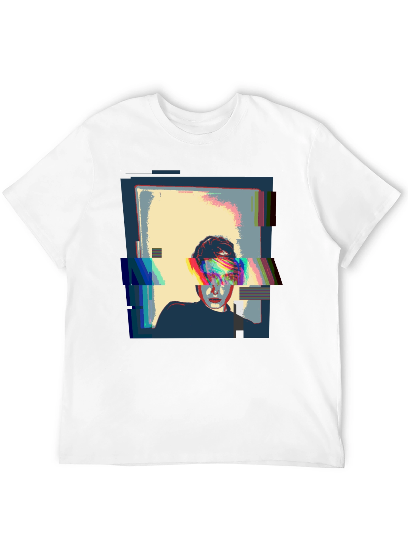 Glitch Art Black T-Shirt - Modern Graphic Tee