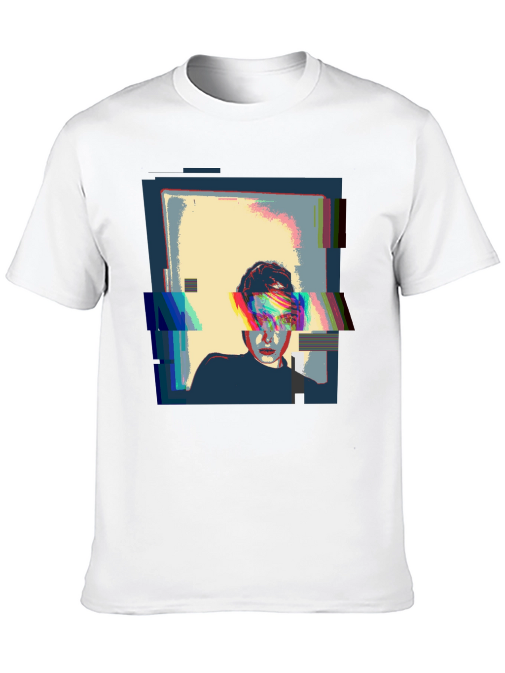 Glitch Art Black T-Shirt - Modern Graphic Tee