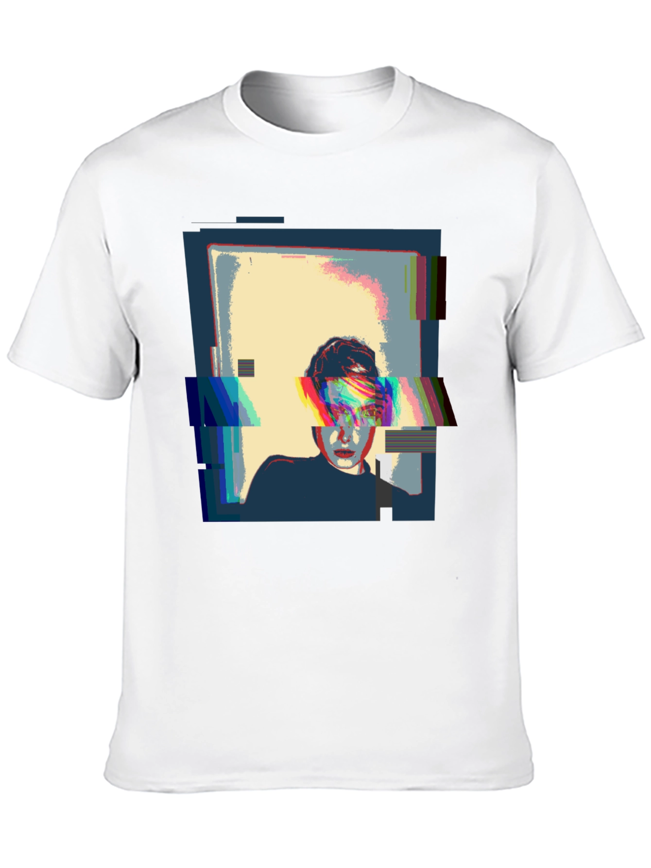 Glitch Art Black T-Shirt - Modern Graphic Tee
