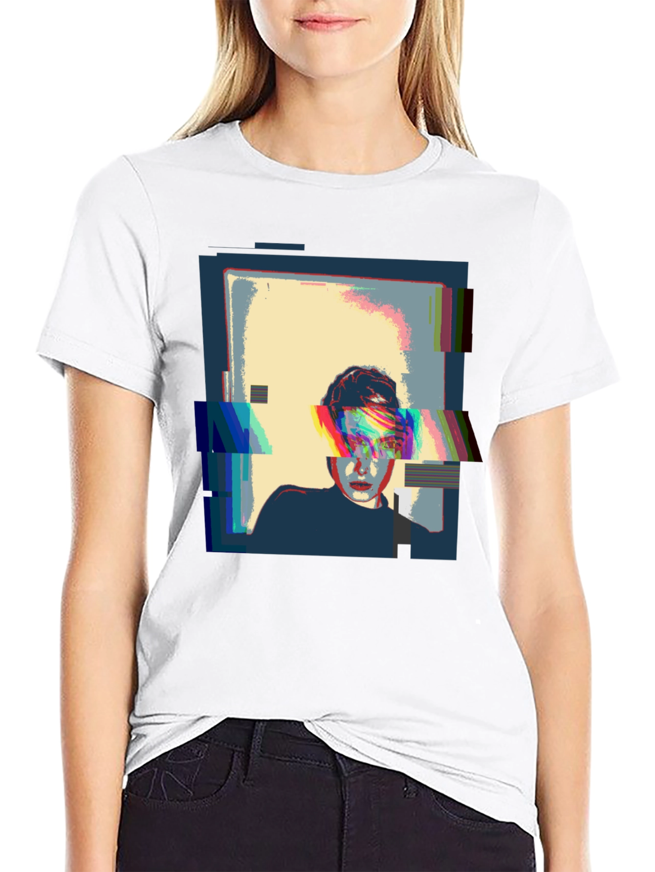 Glitch Art Black T-Shirt - Modern Graphic Tee