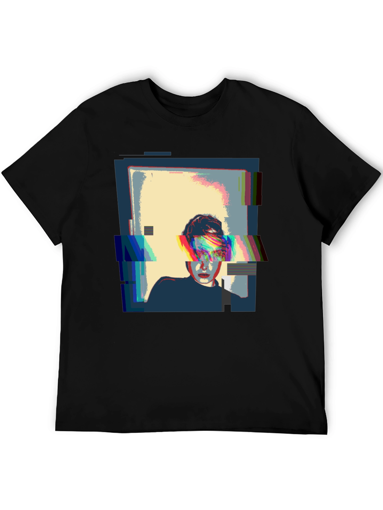 Glitch Art Black T-Shirt - Modern Graphic Tee