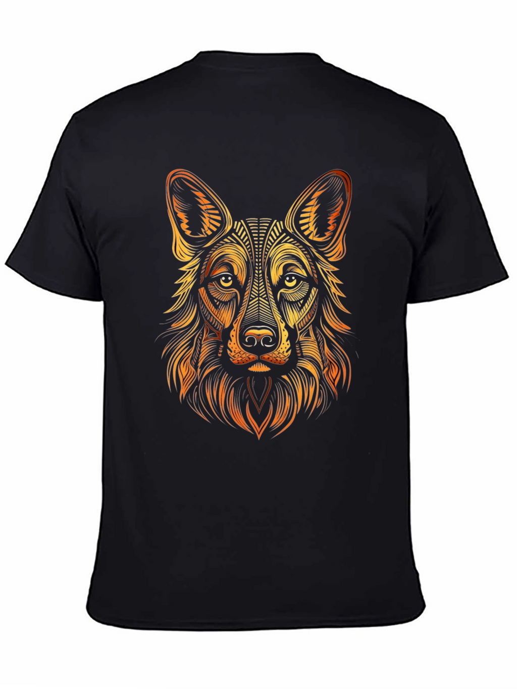 German Shepherd Graphic Print Mens Black T-Shirt