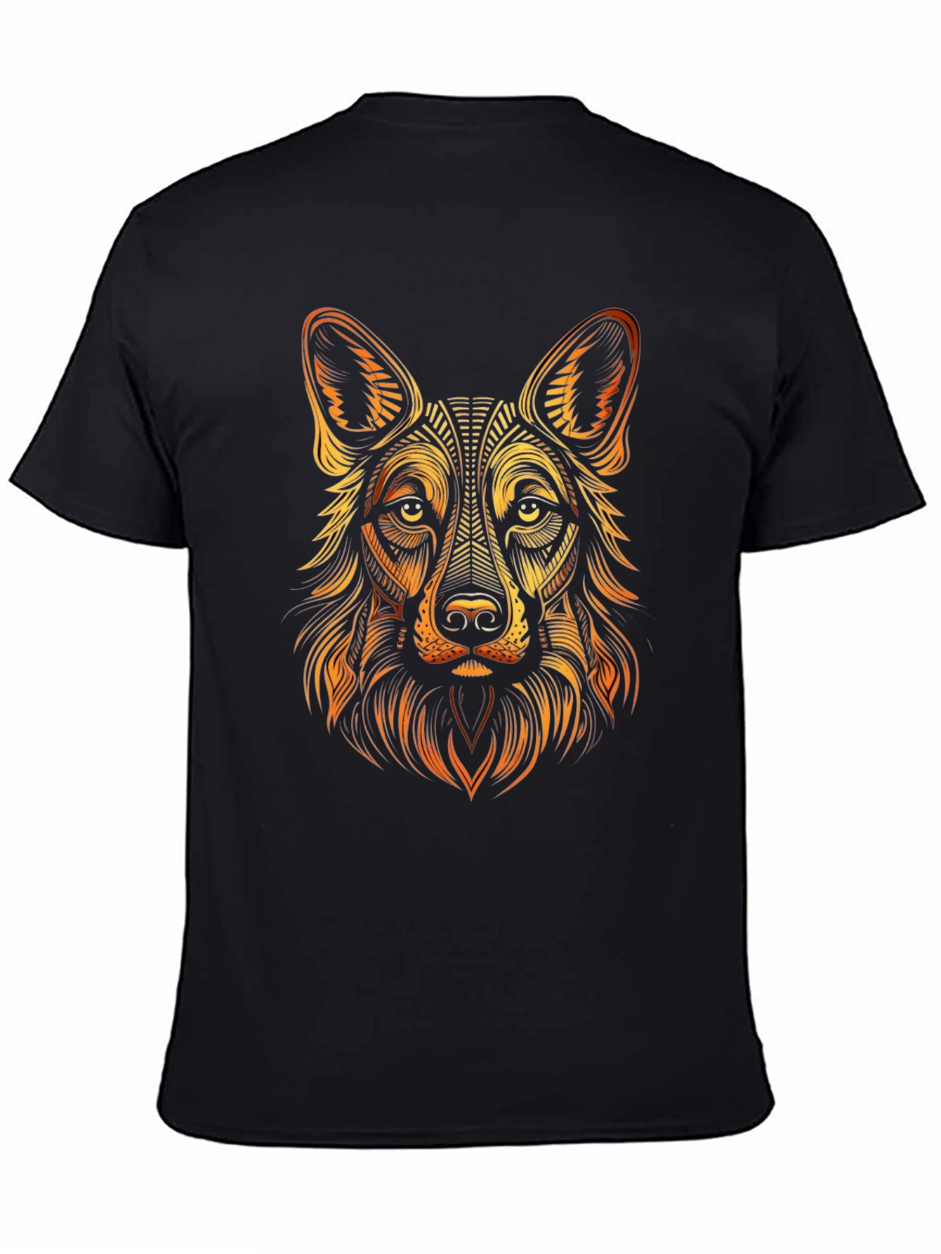German Shepherd Graphic Print Mens Black T-Shirt