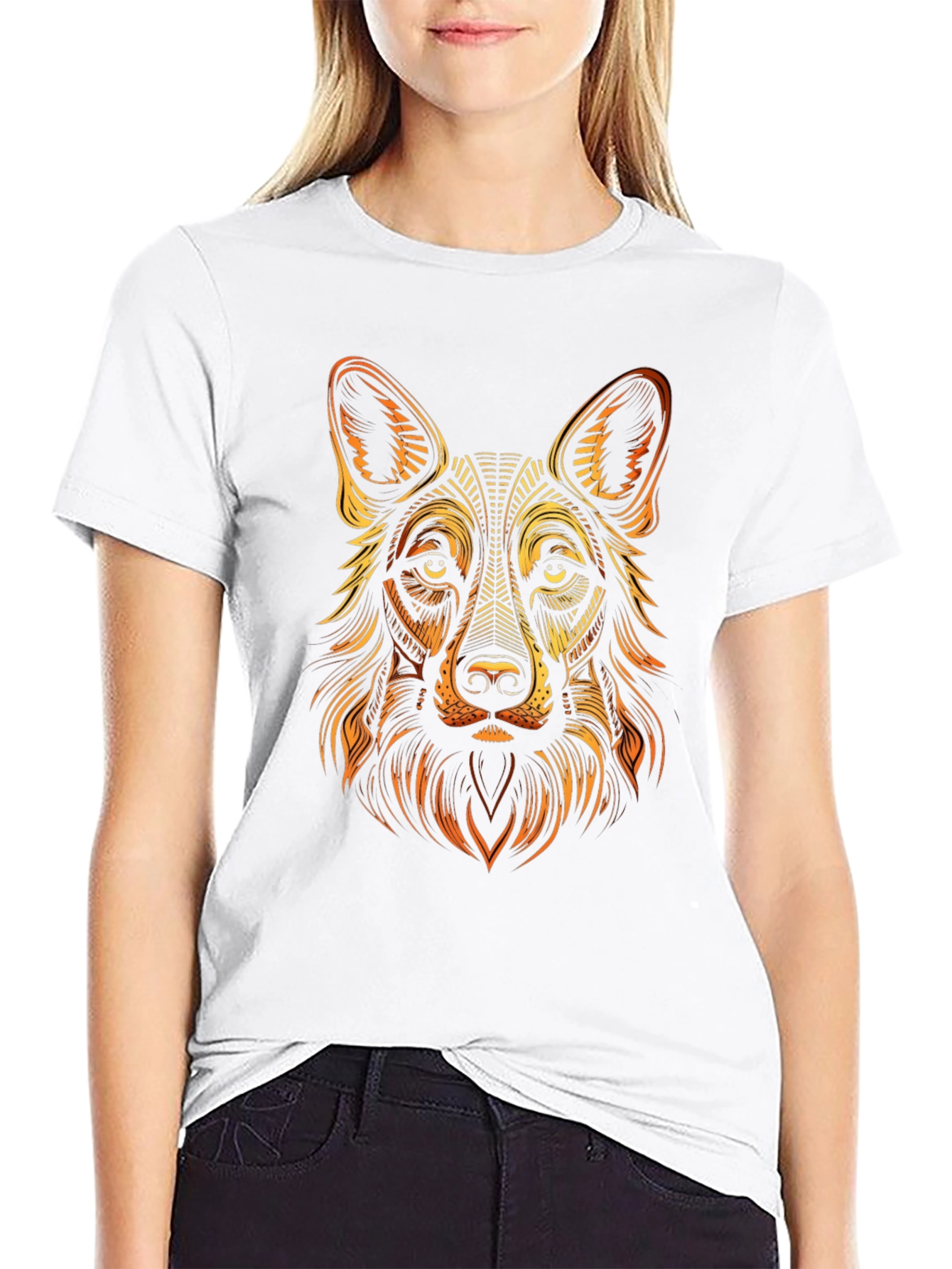 German Shepherd Graphic Print Mens Black T-Shirt