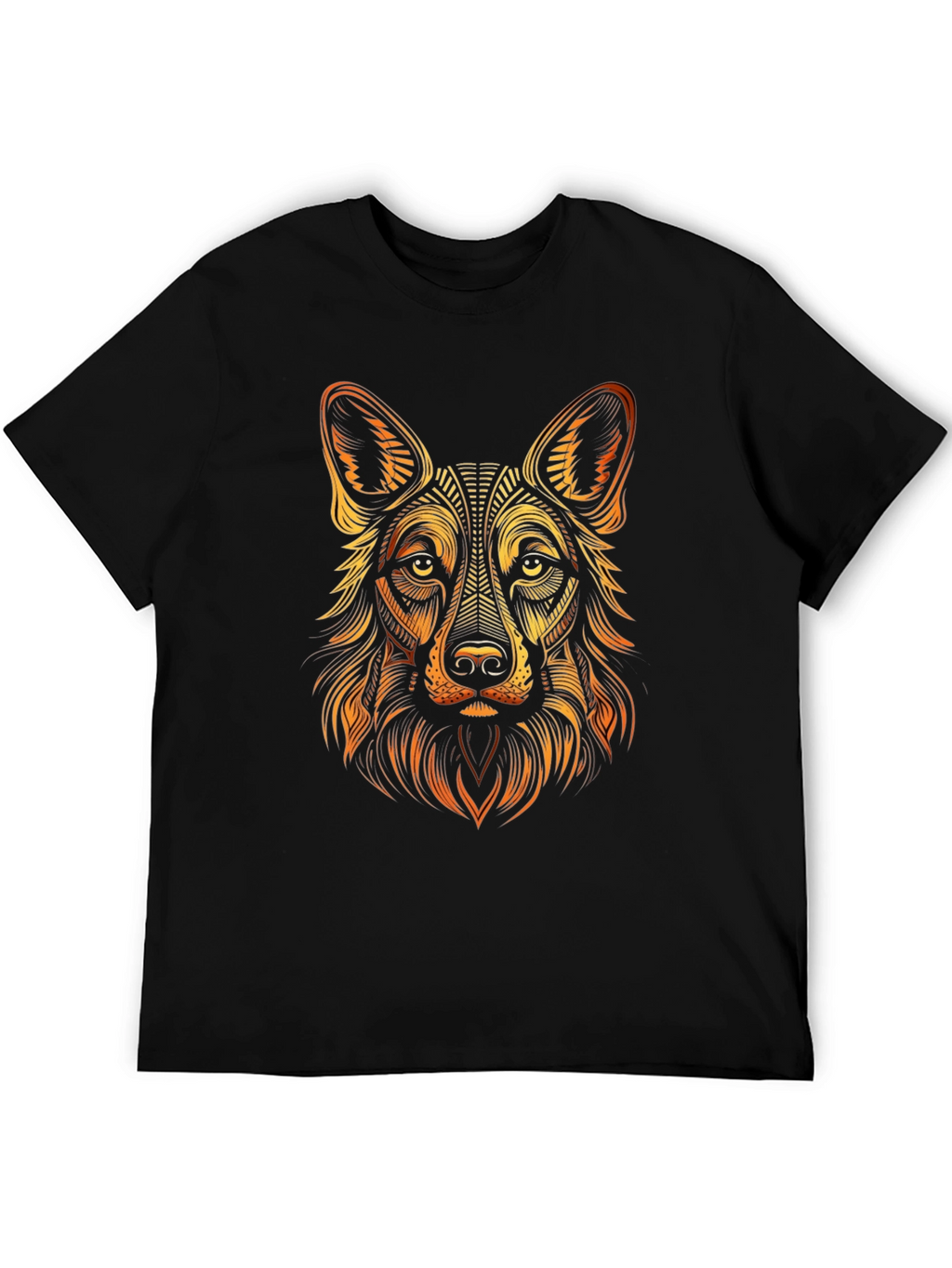 German Shepherd Graphic Print Mens Black T-Shirt
