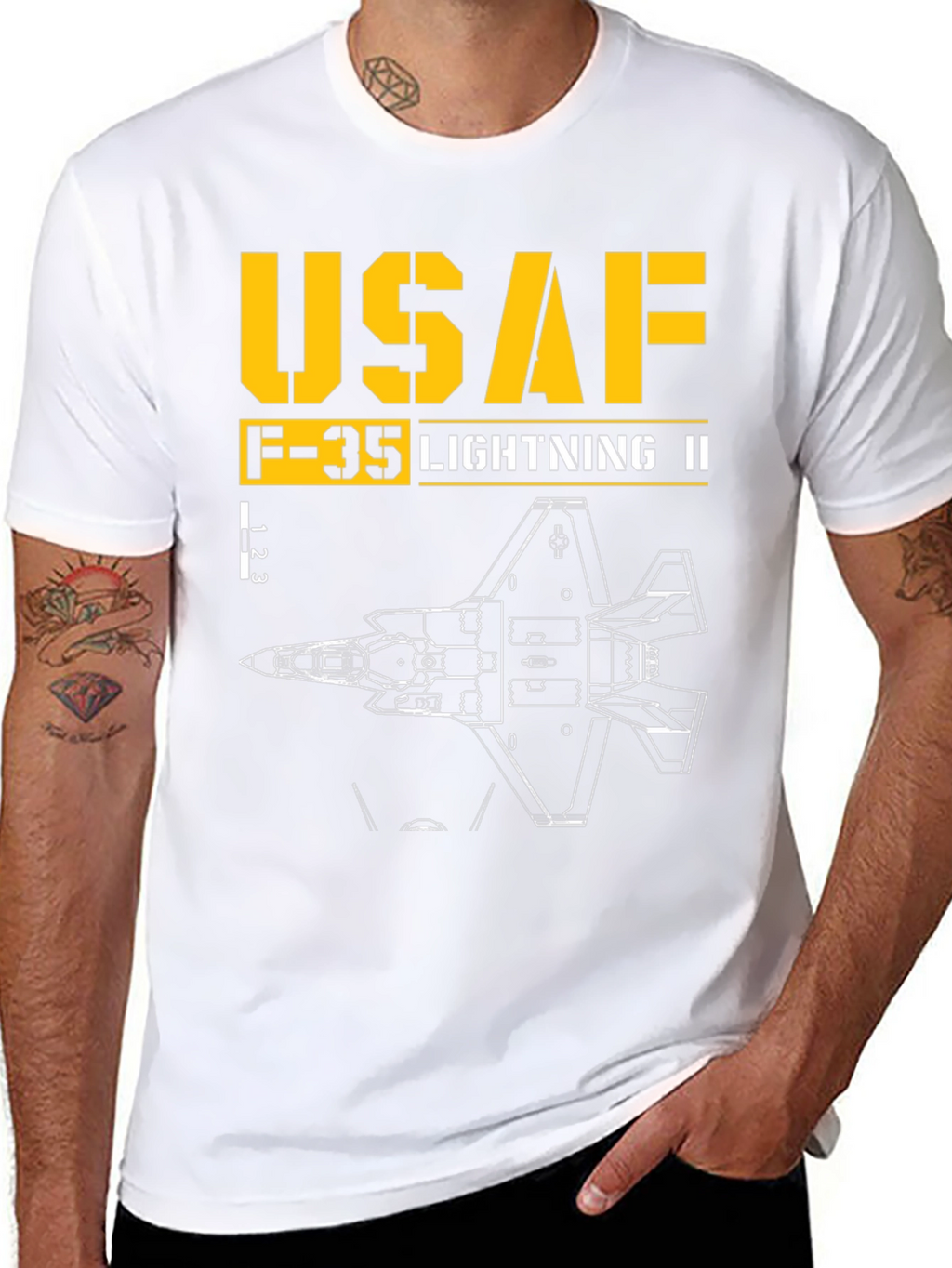 USAF F-35 Lightning II Blueprint T-Shirt