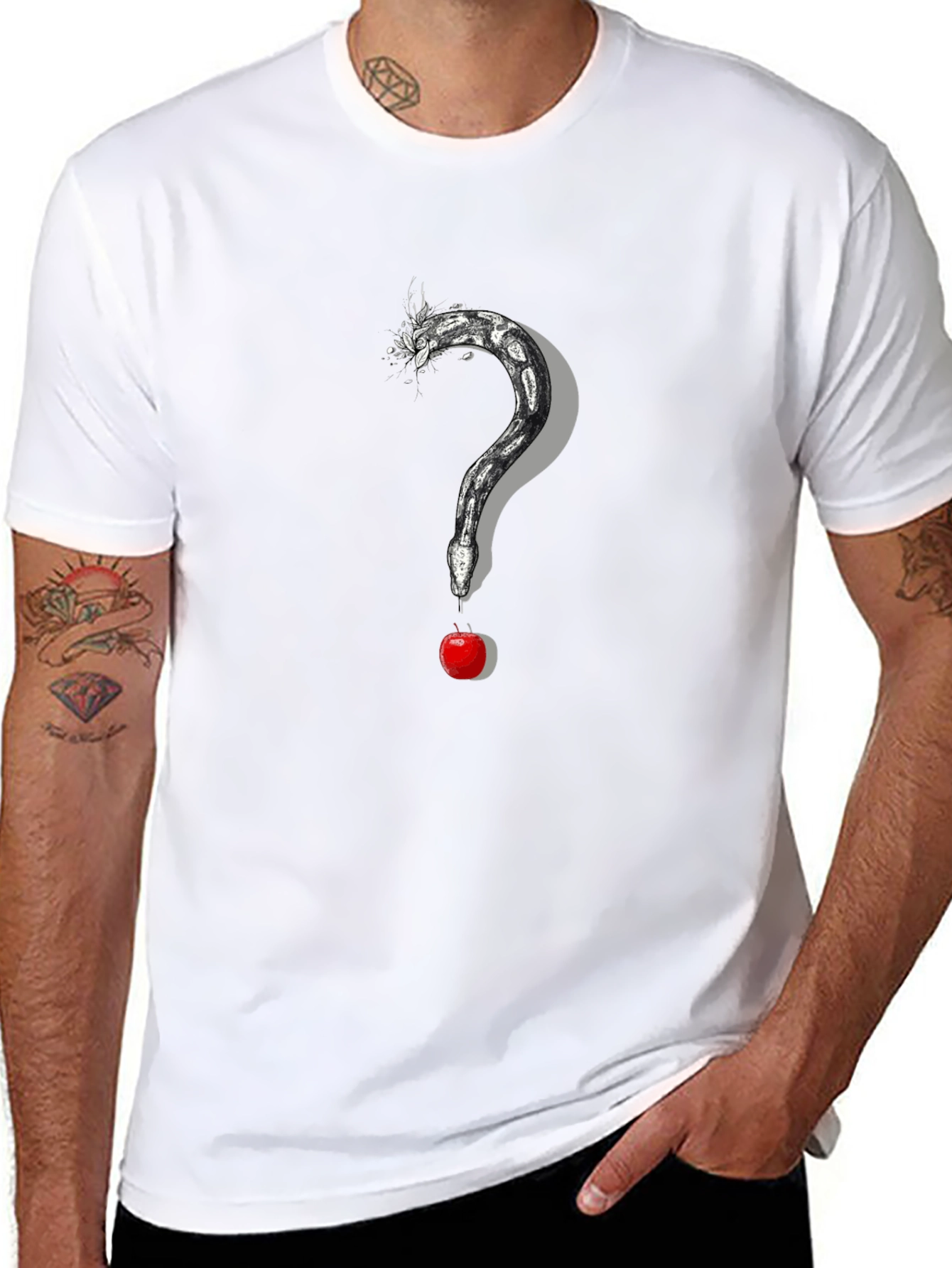 Snake and Apple Graphic Print Tee