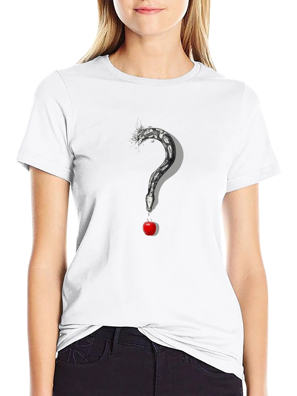 Snake and Apple Graphic Print Tee