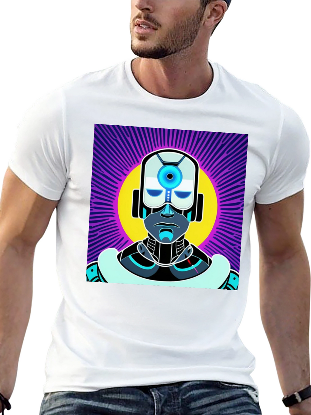Retro Robot Graphic Tee - Sci-Fi Style